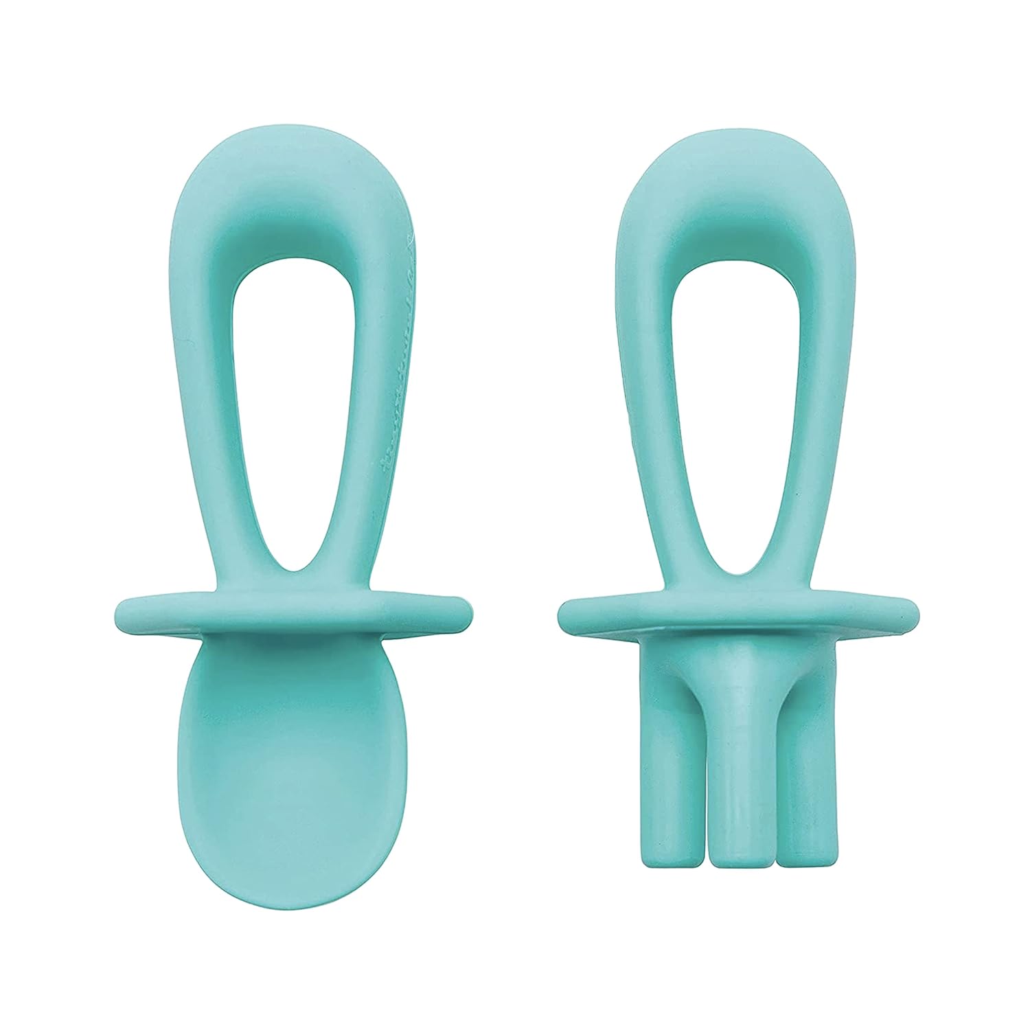 Tiny Twinkle Silicone Training Utensils – Baby Spoons and Baby Forks For Self-Feeding Training – Silicone Baby Led Weaning Utensils For Toddlers And Babies 6-24 Months – Baby Feeding Supplies (Mint)