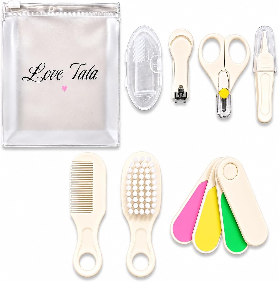 Baby Grooming Kit 7-in-1 Newborn Baby Care Set with Nail Clipper, Scissors, Comb & Brush – Safe, BPA-Free Hygenic Infant Essentials for Newborns, Babies & Toddlers – Giftable Baby Care Kit