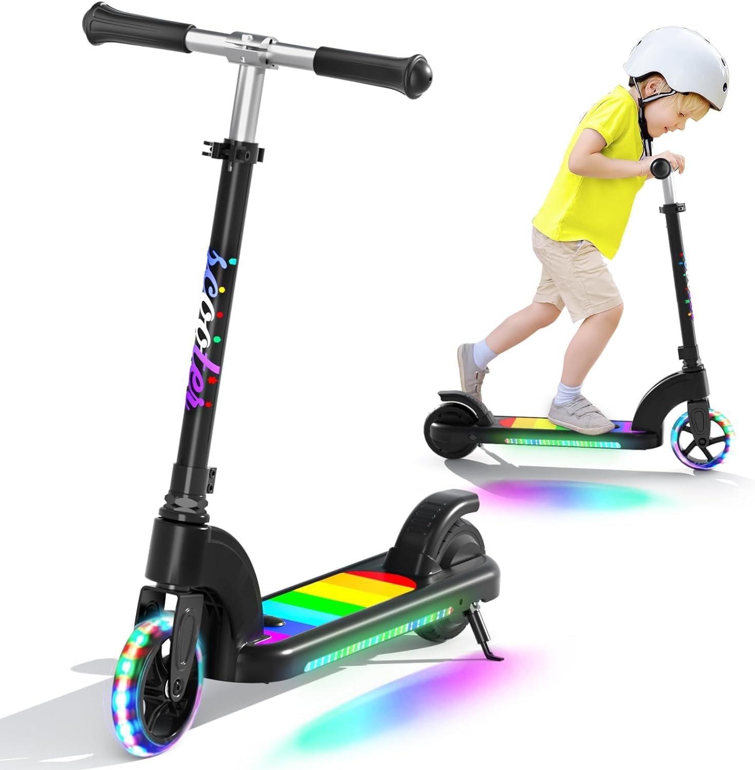 ANHAO Electric Scooter for Kids Ages 6-12 (Mainly 6-10), Kids Electric Scooter with Adjustable Height, Kick Scooter for Kids up to 110 Lbs, up to 6Mph