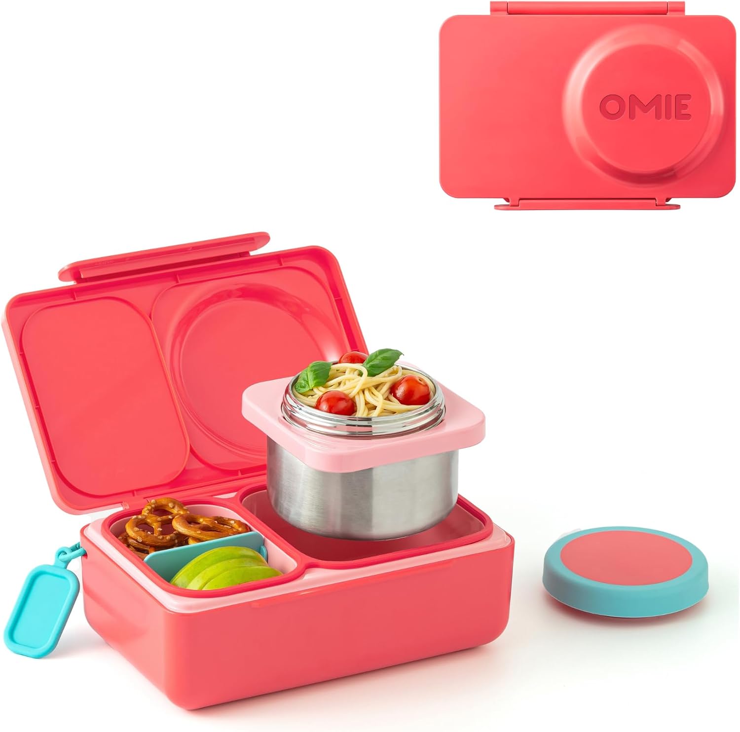 Omie OmieBox UP Kids Insulated Bento Box, Cherry Pink