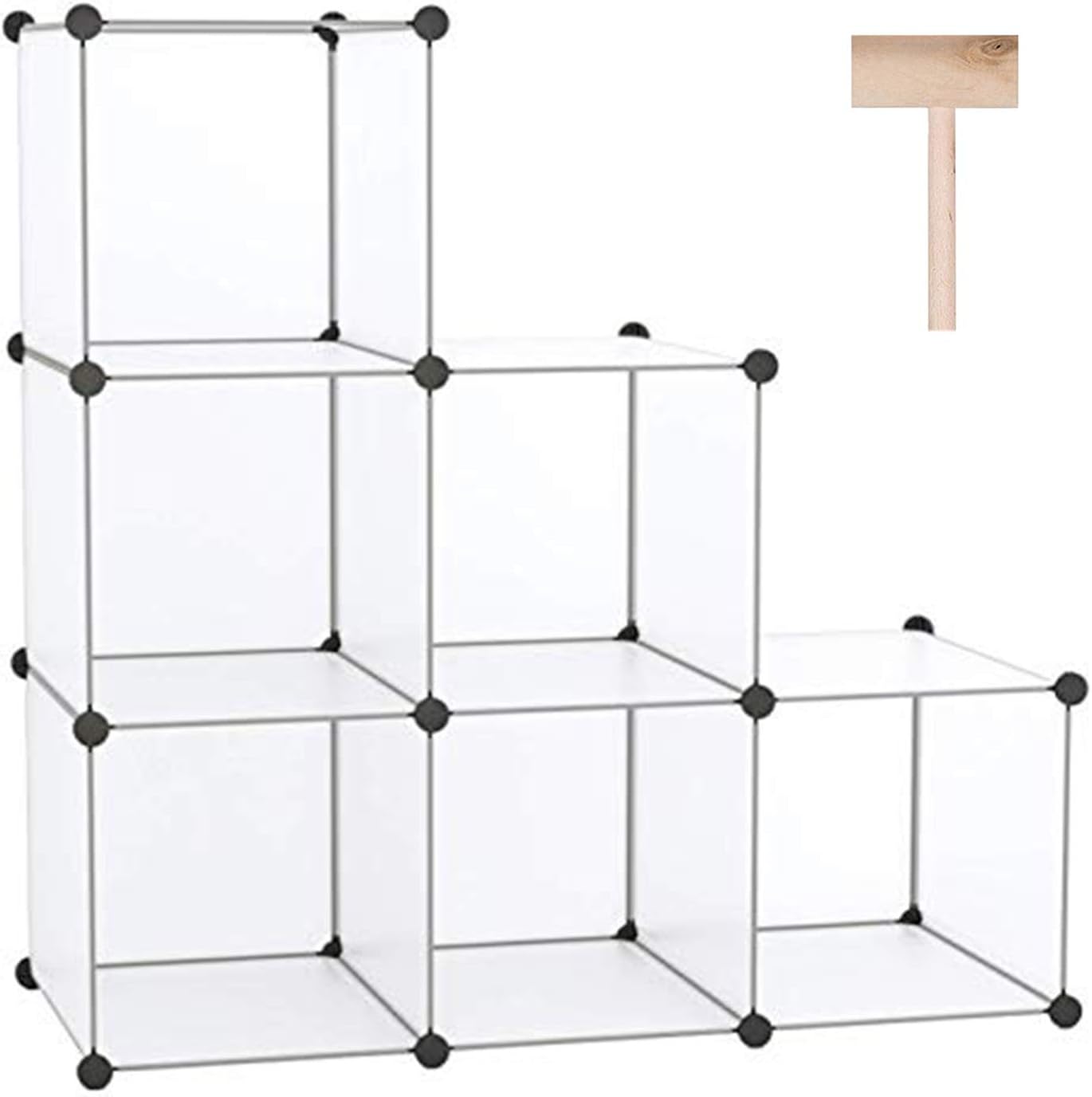 C&AHOME 6-Cube Storage Organizer Cube Shelf Closet Storage Bookcase, White | Stackable Cubby Storage, Bookshelf, Portable Plastic Storage Closet Organizer, DIY Modular Shelving Units for Home, Wardrobe