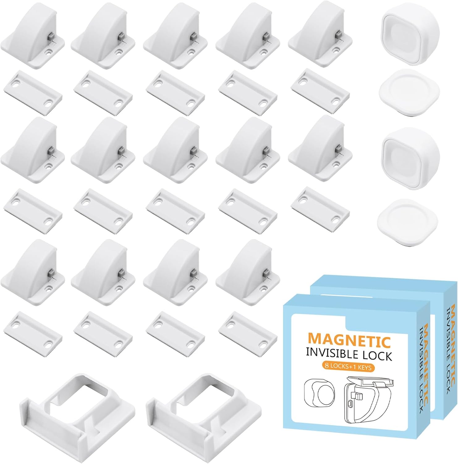 16-Pack Baby Proofing Magnetic Cabinets Locks, Childproof Safety Locks Cupboard Baby Locks Latches to Cabinets & Drawers for Home Kitchen Bathroom – 16 Locks & 2 Keys