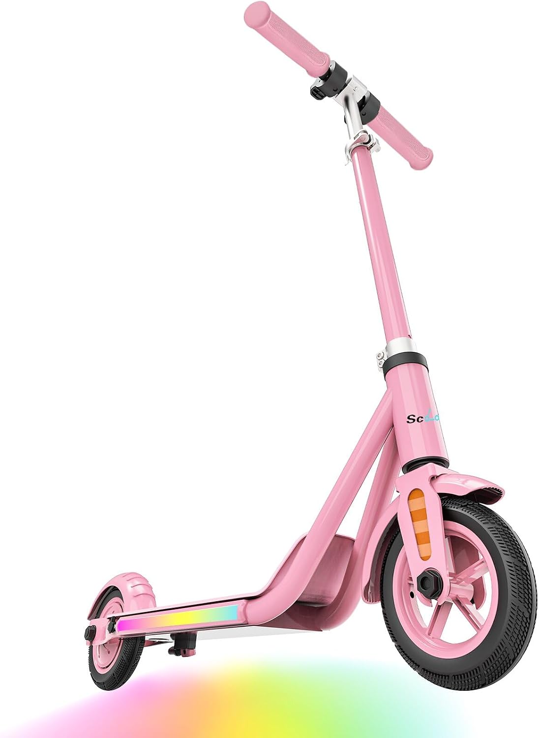 Electric Scooter for Kids Ages 6-14 | 4 Height Adjustable, 150w Hub Motor, Up to 10 mph, Led Display, Colorful Lights, Best Gift Ideas for Boys and Girls, Pink