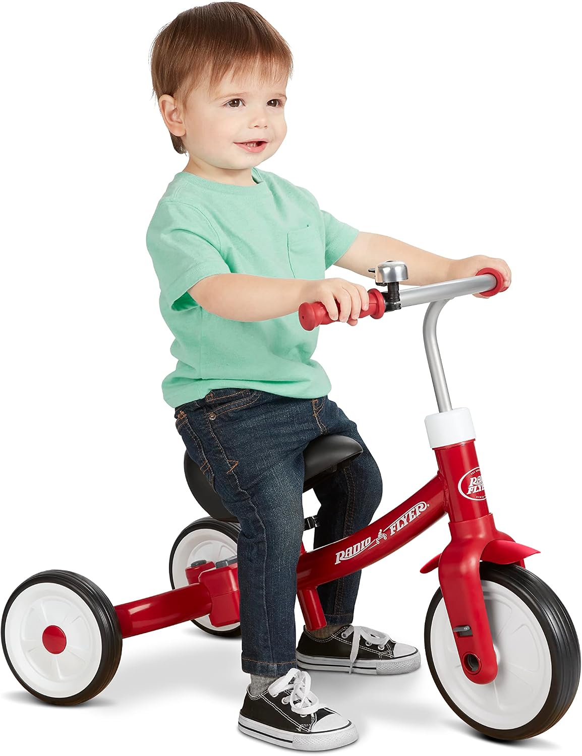 Radio Flyer Triple Play Trike, for Ages 1-3, 3-in-1 Ride-On, Ringing Bell | Tricycle or Balance Bike, Tool-Free Transformation, Adjustable Padded Seat, Steel Frame, Tricycle for Toddlers, Pedal Storage