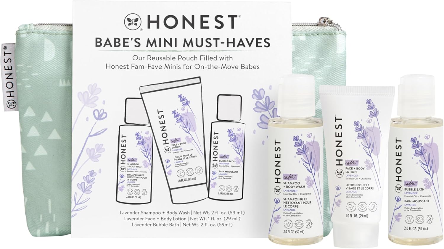The Honest Company Babe’s Mini Must Haves Gift Set, Lavender, 2 fl oz