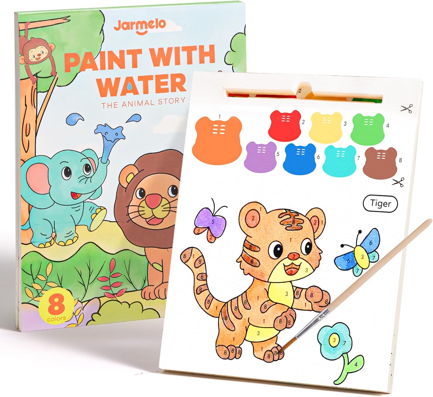 Jar Melo Paint with Water Books for Toddlers, Animals | Mess-Free Watercolor Painting Activity for Kids Ages 3-5 4-8, Arts Crafts Coloring Travel Toy with Brush for Boys and Girls