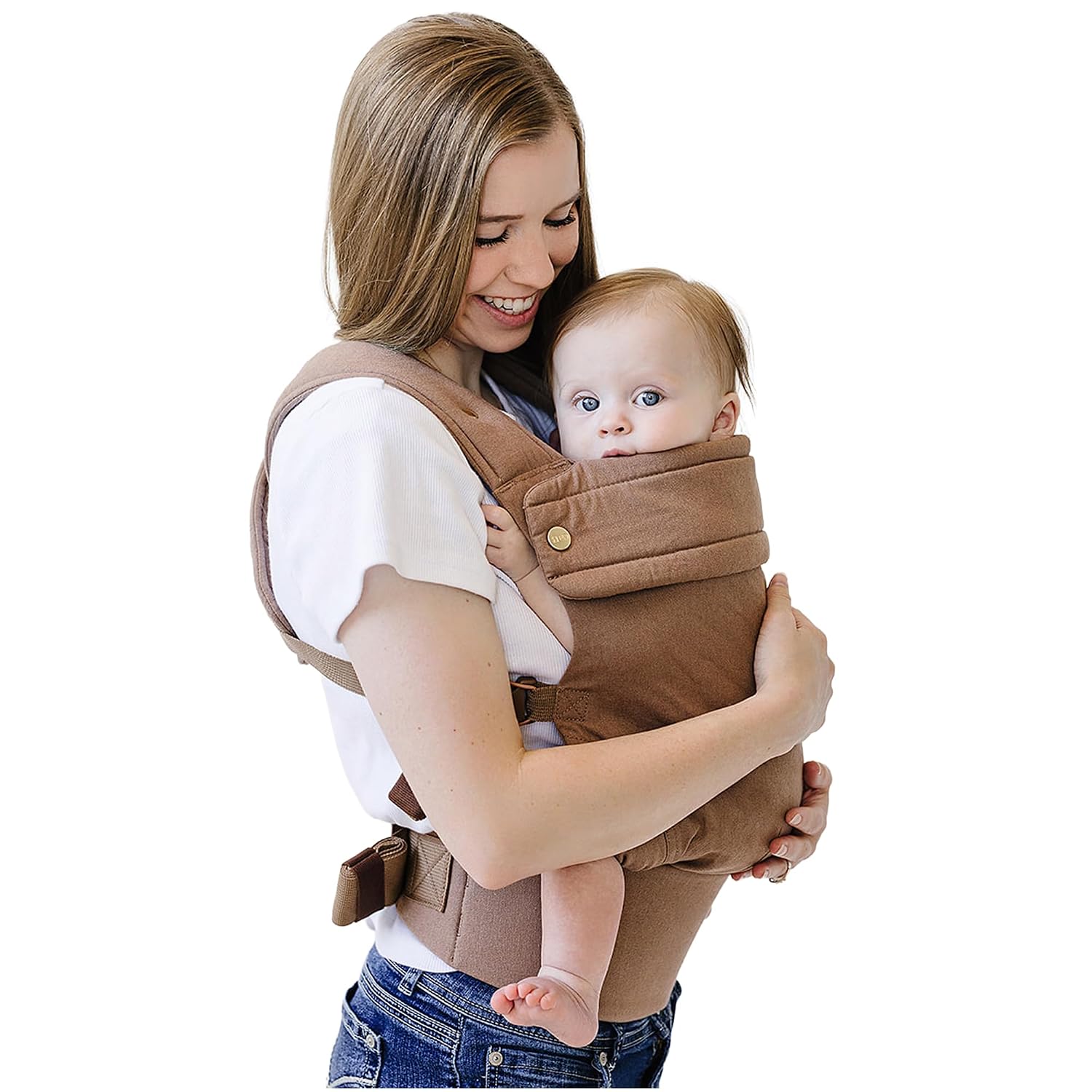 Ergonomic Hip-Healthy Baby Carrier, Front and Back Carry, 7-35 lbs, Coffee | Essential Baby Carrier Ergonomic soft-structured carrier supports hips 7-35 lbs, breathable, lightweight, front & back carry