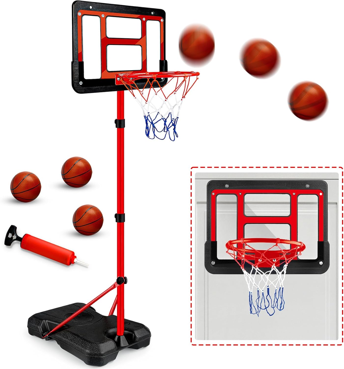 Kids Basketball Hoop, Adjustable Height Toddler Basketball Hoop Indoor Toys | Mini Basketball Set for Outdoor Backyard Sport Game, Christmas Birthday Gifts for Boys Girls Ages 3 4 5 6 7 8 Year Old