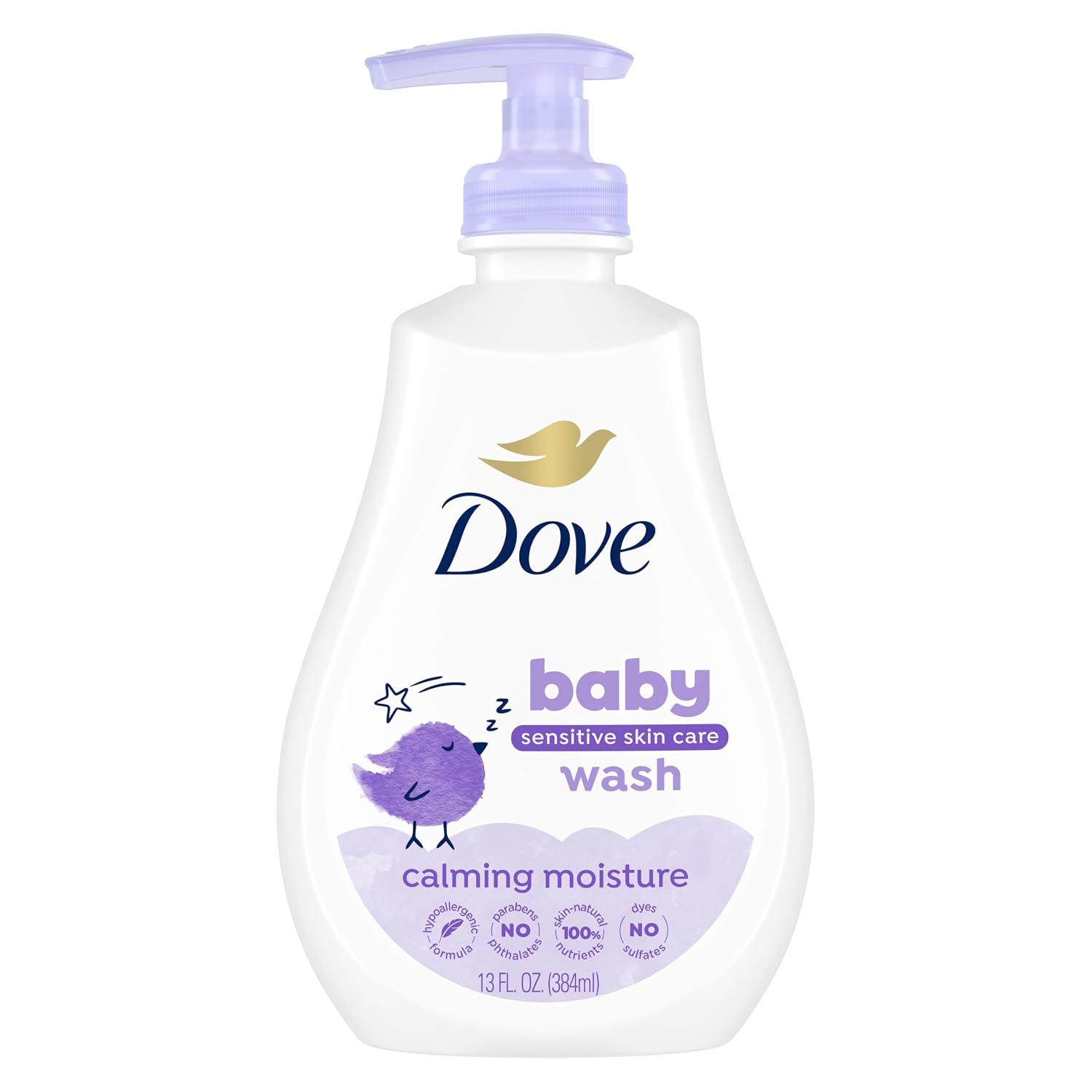Baby Dove Sensitive Skin Care Baby Wash Calming Moisture For a Calming Baby Bath Wash Hypoallergenic and Tear-Free, Washes Away Bacteria 13 fl oz