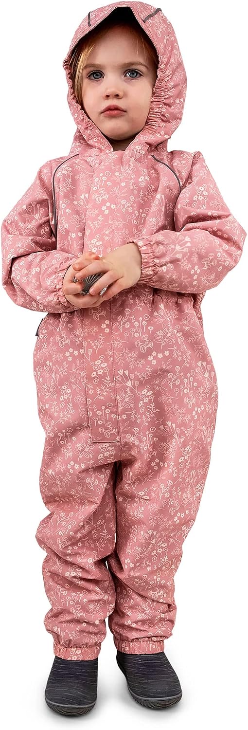 JAN & JUL Puddle-Dry Rain Play Suit for Toddlers | Waterproof, PFAS-Free, One-Piece Coveralls for Kids, Windproof, Adjustable, Safety Reflective Piping