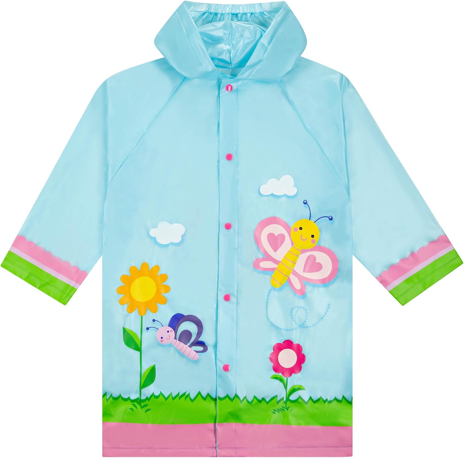 Puddle Play Kids Waterproof Hooded Rain Slicker – Lightweight Outwear Jacket in Fun Designs, Sizes 2-9 Years