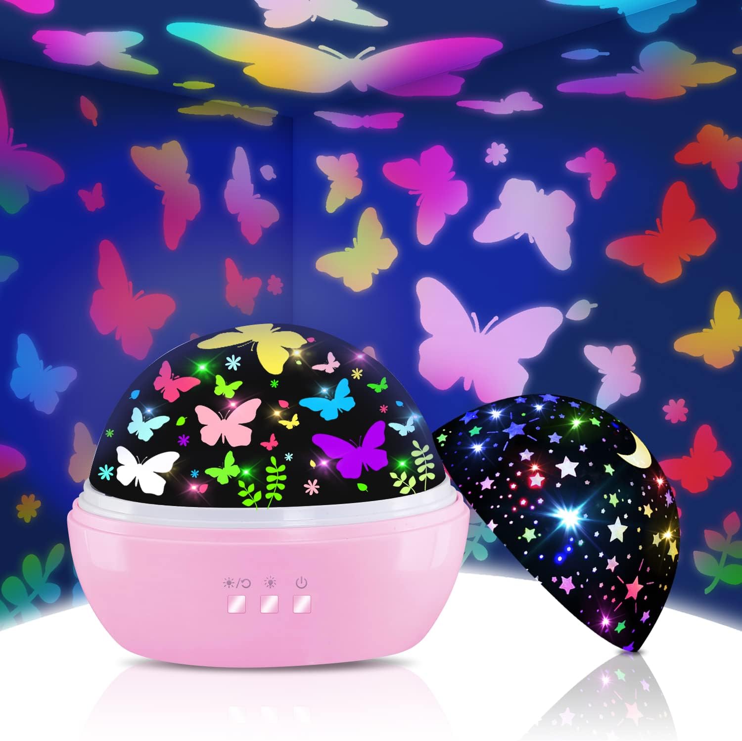 Butterfly Decorations Toddler Toys for 3-8 Year Old Girls, 16 Colors Star Projector Butterfly Night Light, Butterflies Party Room Decor, Christmas Easter Birthday Kids Toys Gifts for Girls Age 5-12