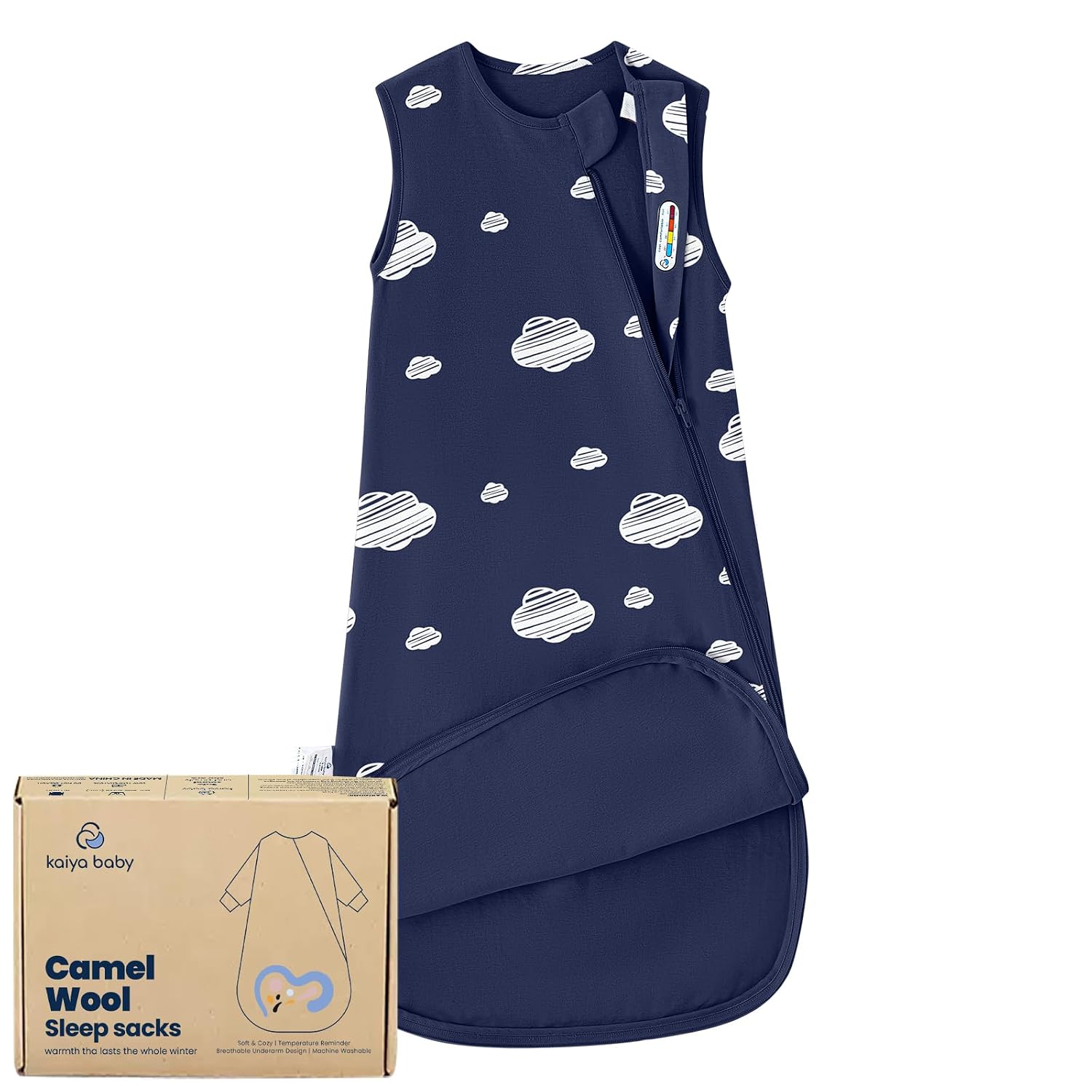 Kaiyababy Organic Cotton Baby Sleep Sack, 0.5 TOG Wearable Blanket, 6-18M | Safe Sleep Design, CPSC Tested, GOTS Certified, Summer Sleep，Organic Cotton Filling, Temp Sensing Sticker, Two-Way Zipper