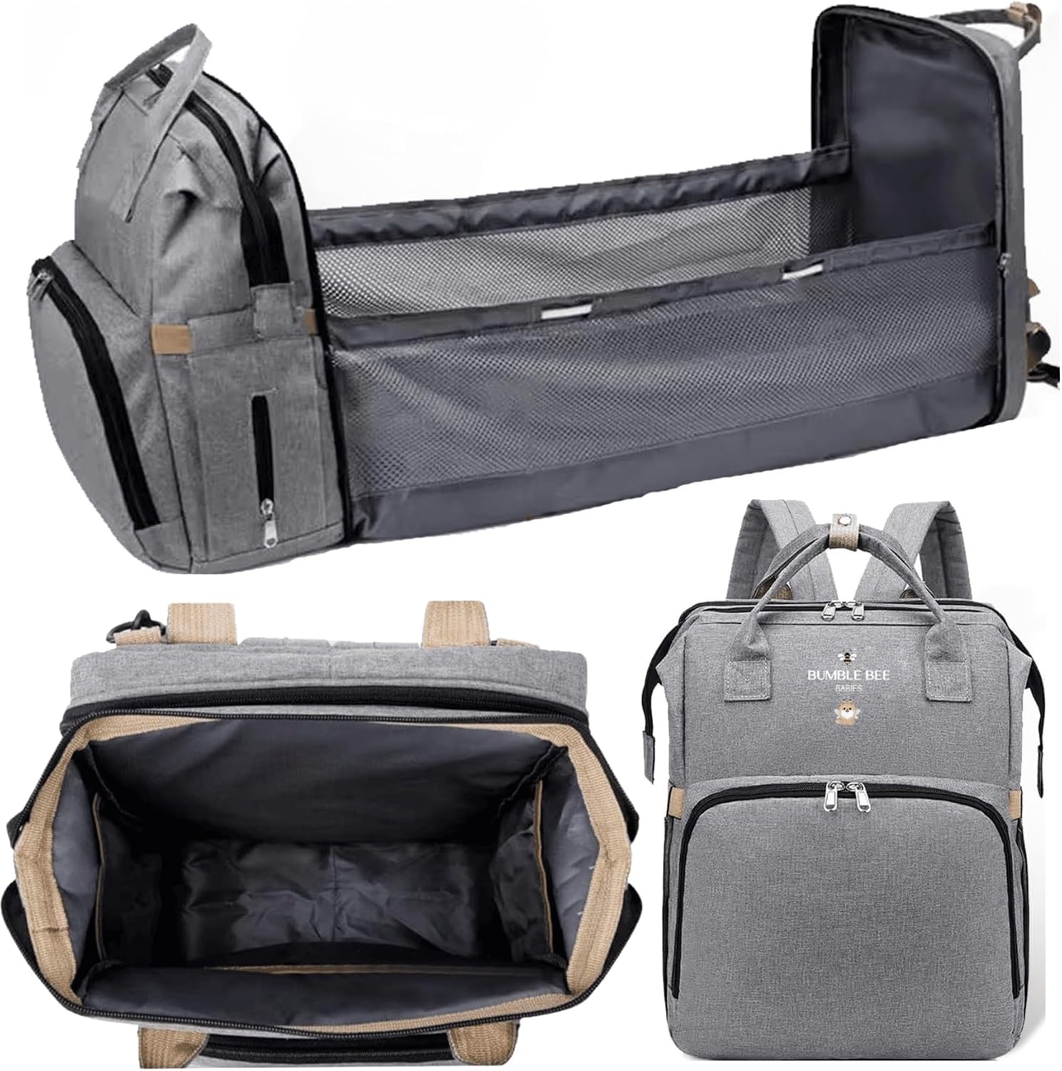 Premium Diaper Bag with Changing Station Baby Essentials Travel Backpack for Baby Girl & Boy Newborn Essentials, Ideal Gift for Baby & Registry Search Item (Gray)