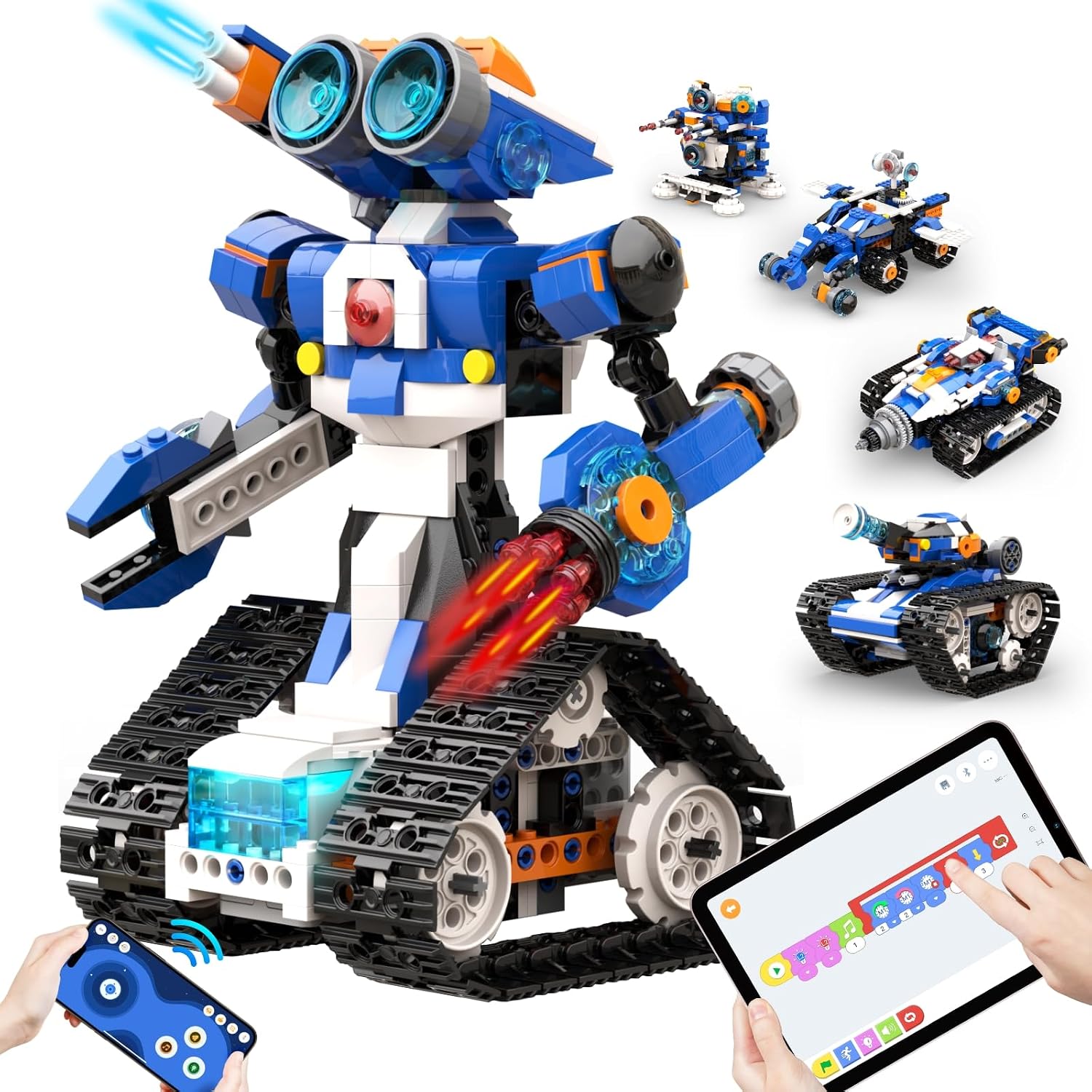 Apitor STEM Coding Robot Toy 6-in-1 Building Kit for Boys 8-12 480 Blocks | APP Remote Control Block Coding Toys, Educational Robotics Learning Educational Gifts for Boys Girls Kids Ages 7 8 9 10 11 12