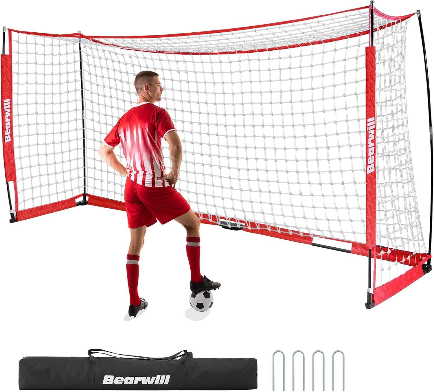 Soccer Goal, 12X6FT Soccer Net, Portable Soccer Goals for Backyard | Upgraded Heavy-duty Knotted Netting,Easy Setup, Collapsible Metal Base, Indoor & Outdoor Soccer Practice Training, Carry Bag