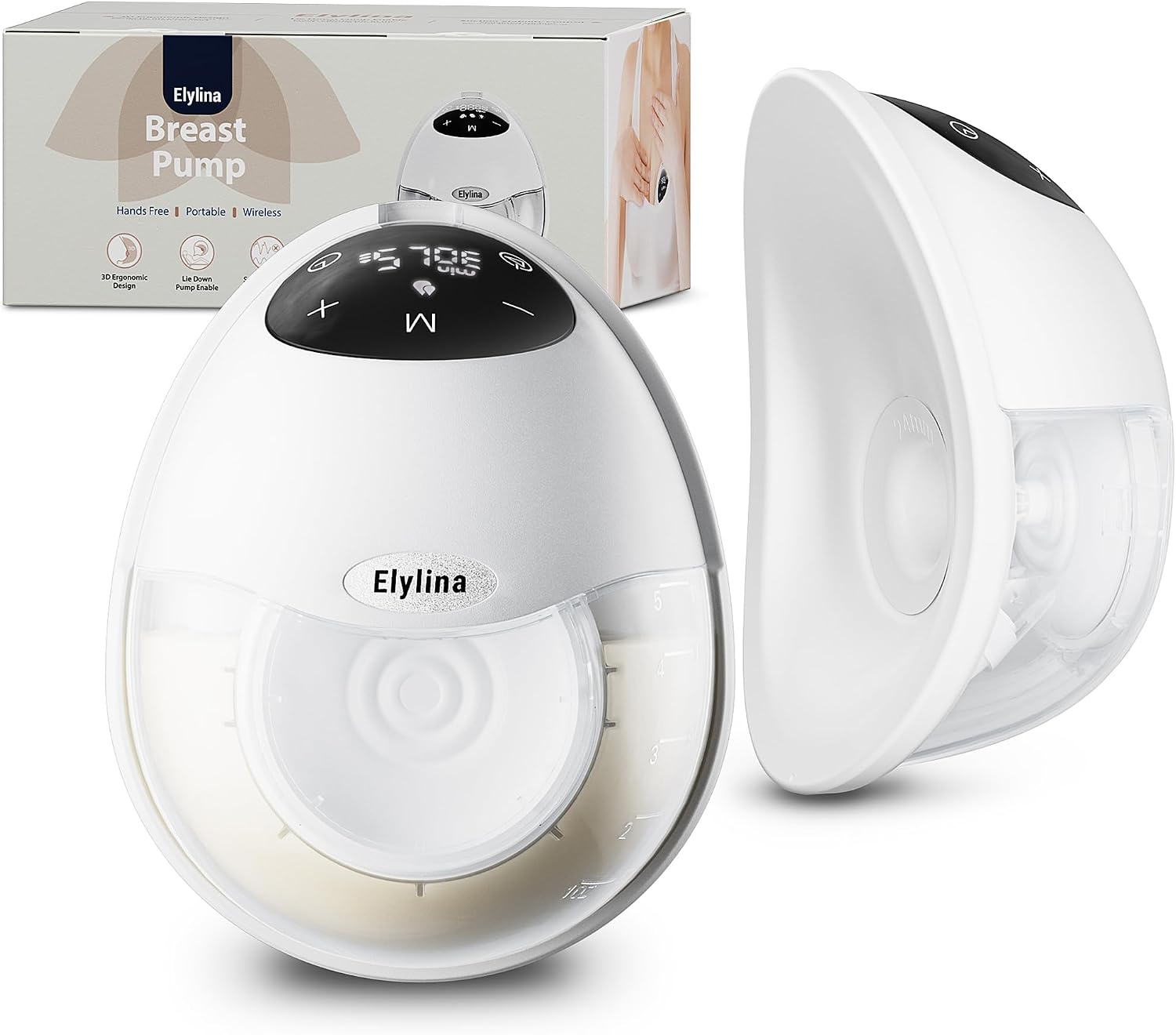 Wearable Breast Pump, Curved Fit, Leak-Free Comfort, Electric, Portable & Hands-Free, Strong Suction in Ultra-Slim, Discreet Design, All-Day Battery, Super Quiet, Touch Screen, Suction Tester