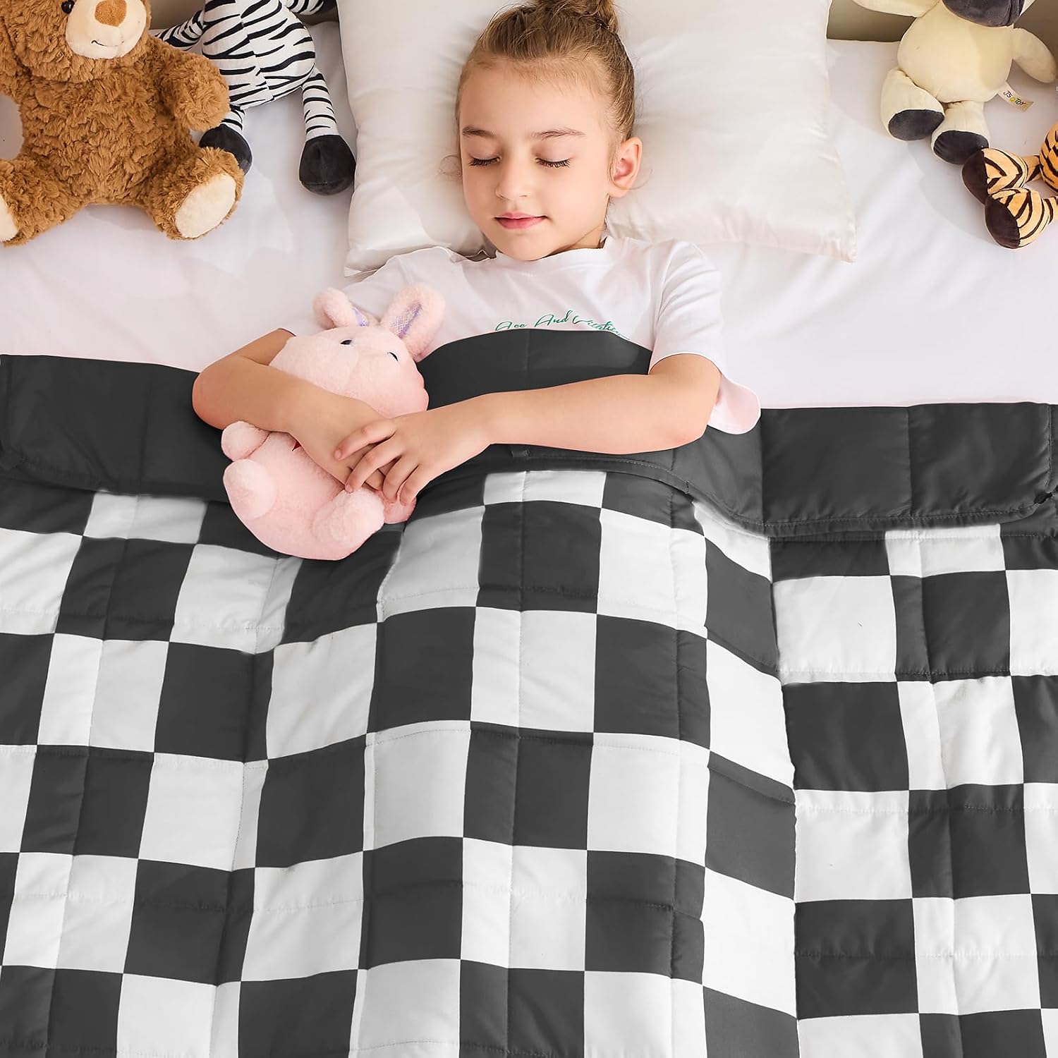 yescool Black Checkered Weighted Blanket 5 Pounds Plaid Weighted Throw Blanket, Heavy Blanket for Sleeping, Tartan Bed Blanket Gifts for 40-60lbs, 36″x48″