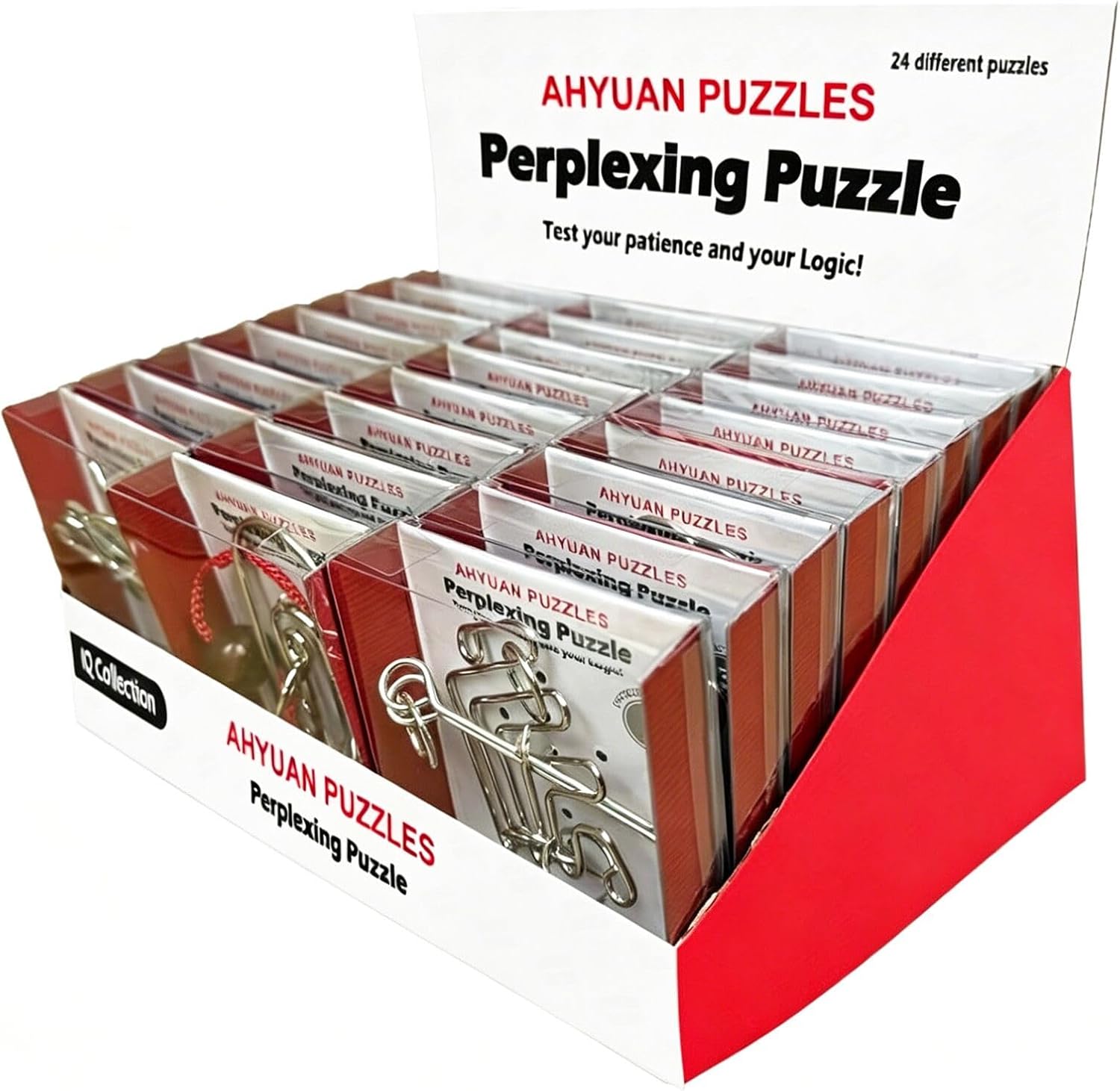AHYUAN 24 Packs Large Metal Wire Puzzles Brain Teaser IQ Puzzles with Individual Solution Paper Box Gift Package Educational Puzzle Games Fidget Toys Magic Trick Toy Party Favors for Kids Adults