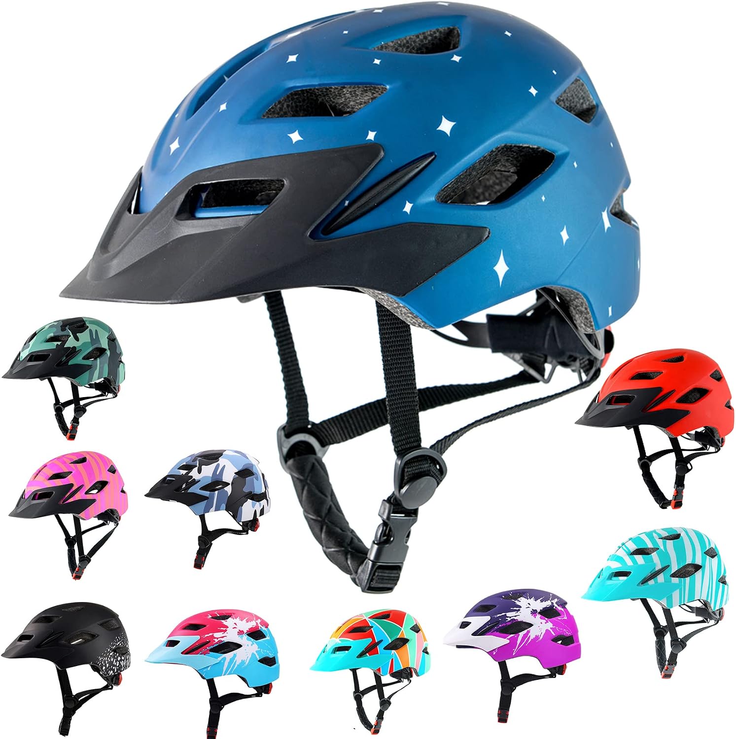 Kids Bike Helmet with LED Light for Youth Teen Toddler Boys Girls | Adjustable with Detachable Visor for Age 3-5-8-10-12-14,Safety Certified Multi-Sport for Bicycle Scooter Skateboard