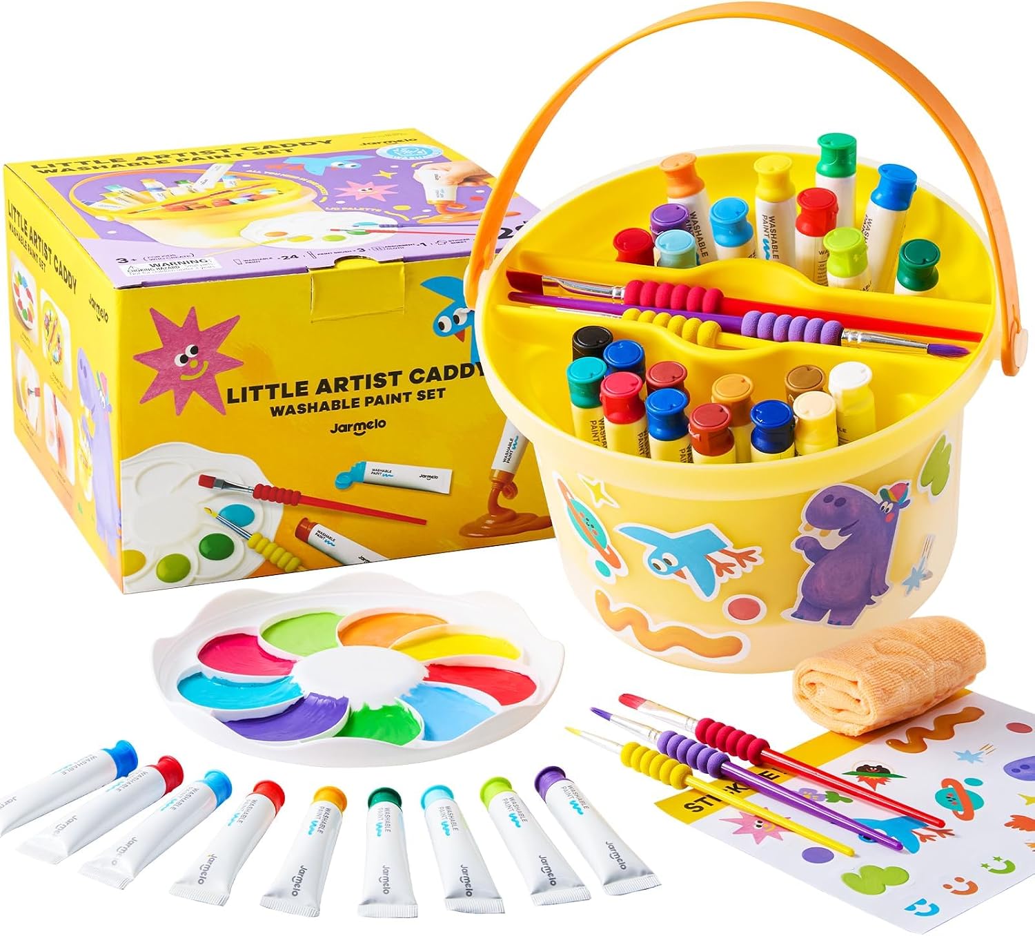 Jar Melo Kids Tempera Painting Set, Washable Paint Set for Kids Ages 4-8 | Portable, Safe and Non-Toxic, Mess Free Coloring, Tempera Paints for Drawing Art