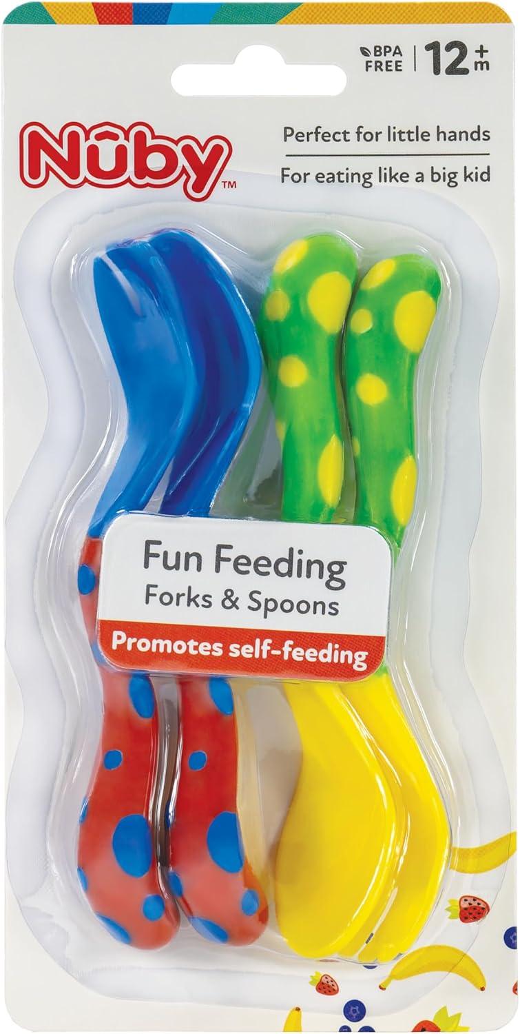 Nuby Spoons and Forks – 4 Count | Boys