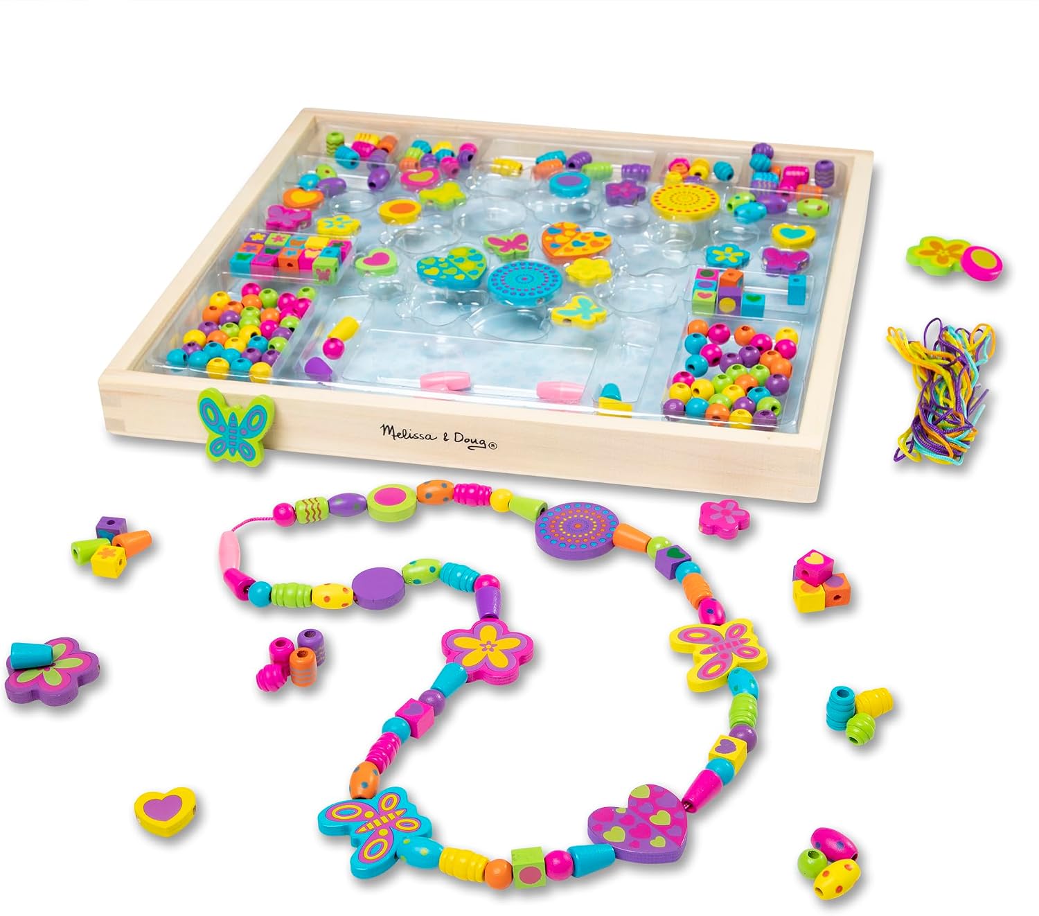 Melissa & Doug Created by Me! Bead Bouquet Deluxe Wooden Bead Set with 220+ Beads for Jewelry-Making Kits for Kids 4+ – FSC Certified