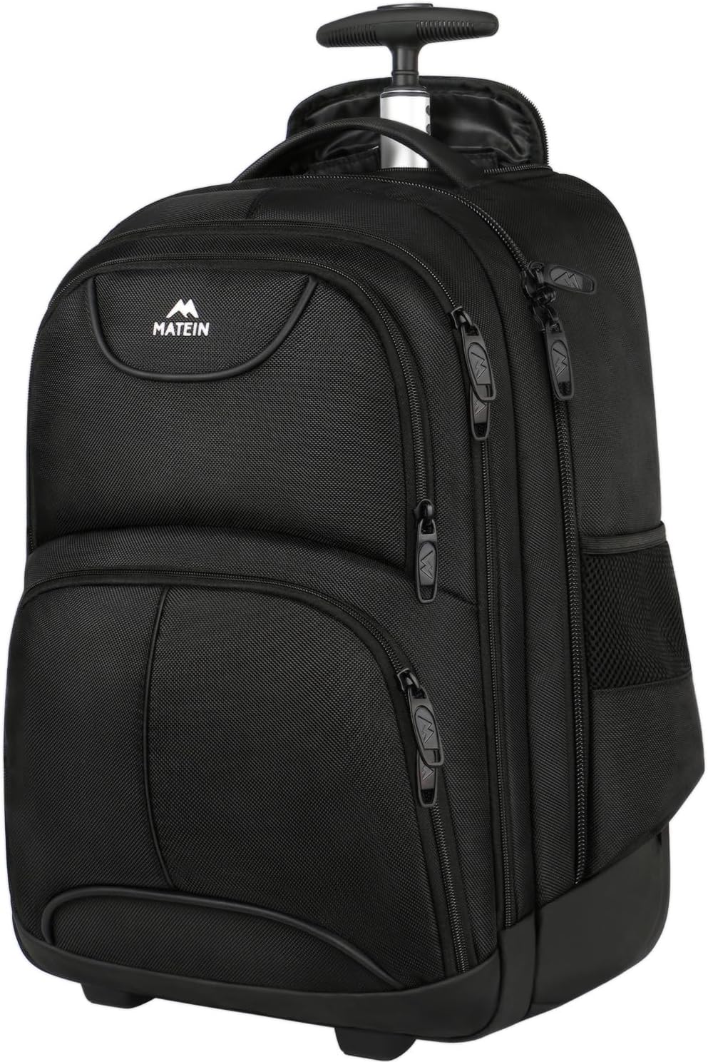 MATEIN Rolling Backpack, 17 inch Water Resistant Wheeled Laptop Backpack | Carry on Luggage Business Bag, Large Capacity, Overnight College Computer Bag, Trolley Suitcase for Men Women, Travel, Black