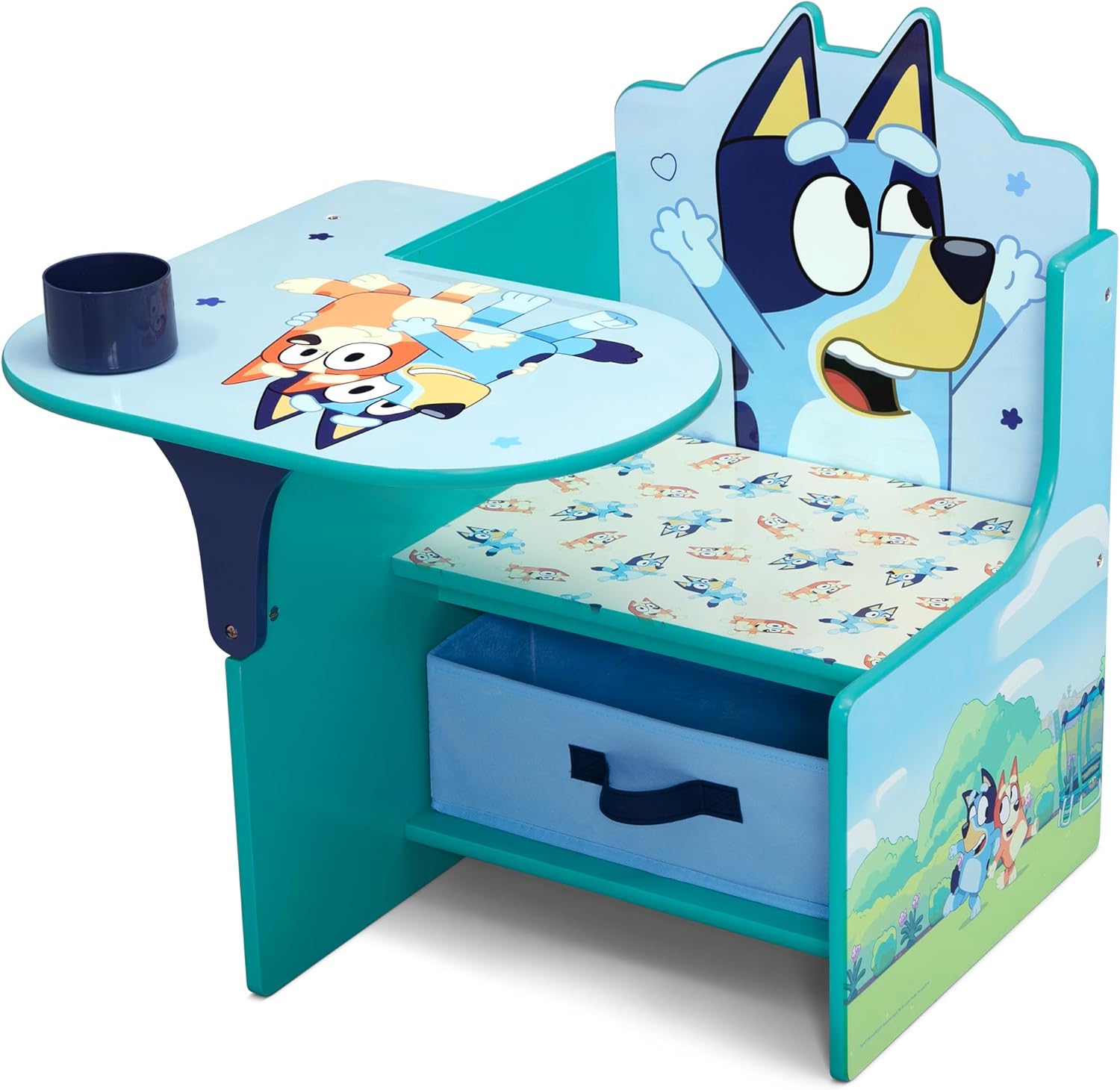 Delta Children Bluey Chair Desk with Storage Bin – Greenguard Gold Certified, Blue