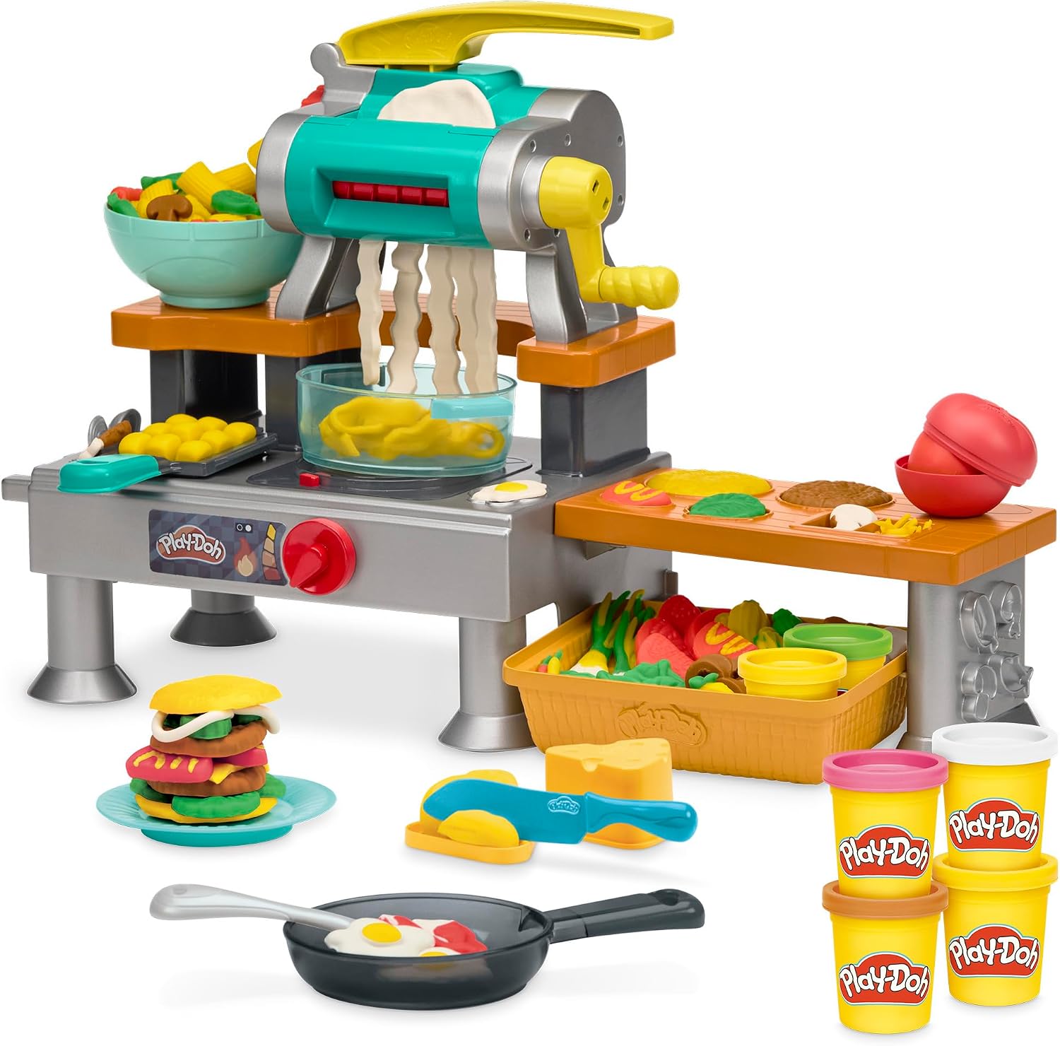 Play-Doh Super Sizzlin’ Kitchen Playset, Realistic Cooking Toy Sounds, 25+ Play Foods to Create, Kids Arts & Crafts 3+