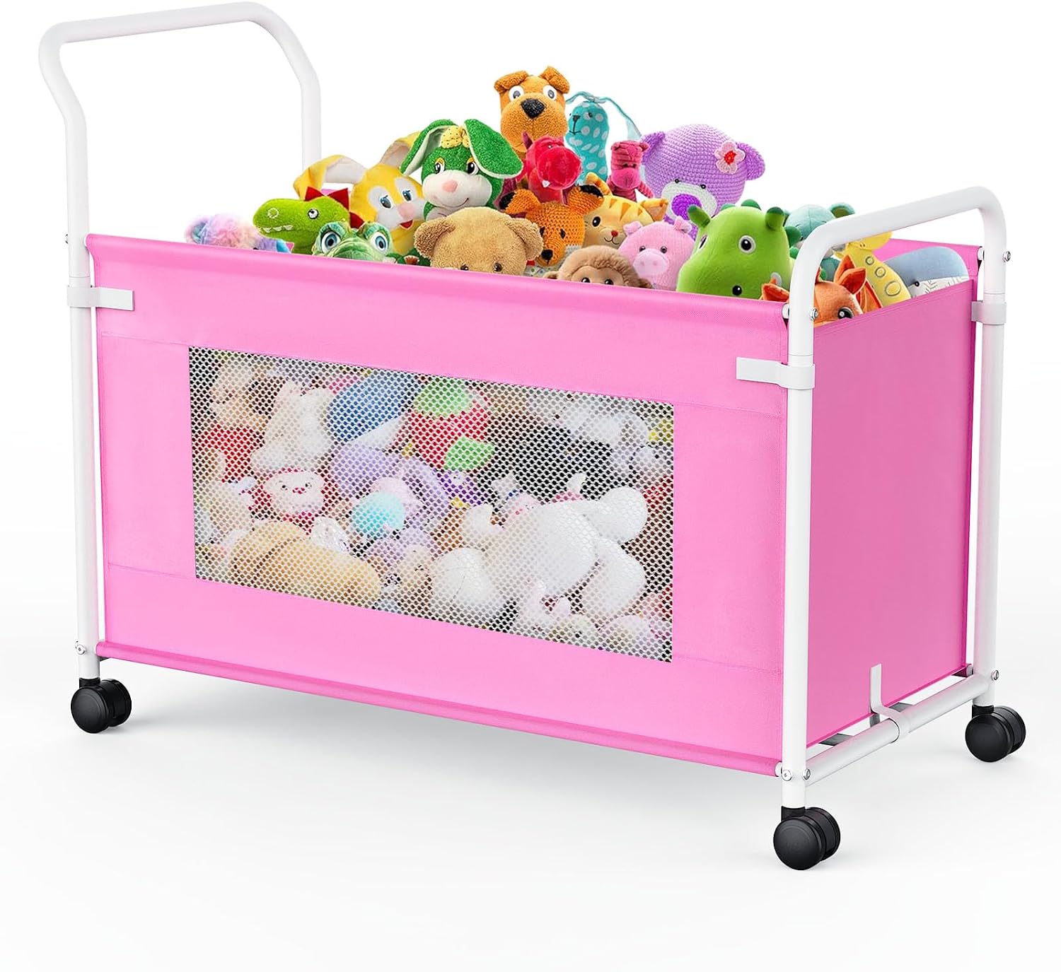 KEEGH Extra Large Toy Box for Kids, Heavy Duty Toy Storage Organizer, Pink | 180 L Capacity, 360° Rotating Wheels, Durable Fabric, Toy Bin for Boys and Girls, Toy Chest for Living Room, Nursery, Bedroom