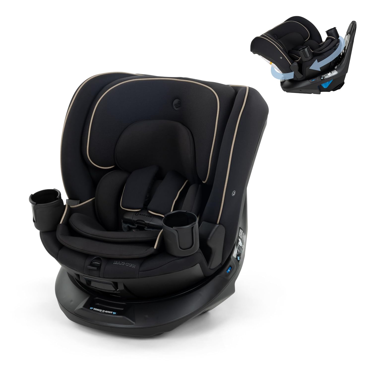 Maxi-Cosi Andi 360 Rotating All-in-One Baby Convertible Car Seat, Rear-Facing, Forward Facing Car Seat, Infant Toddler Booster, Easy Rotation, Tension System, Harness Adjust, Caspian Caviar