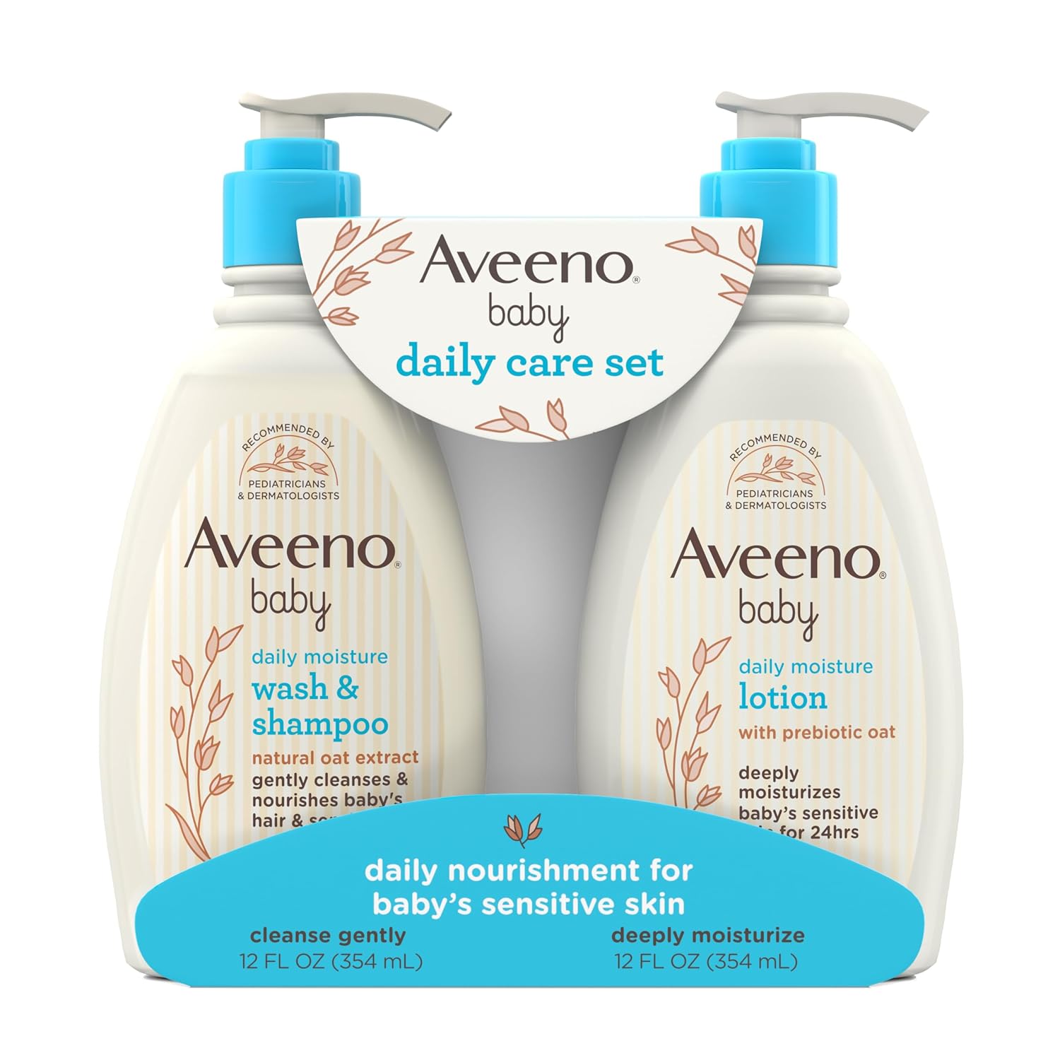 Aveeno Baby Daily Care Gift Set, 2 Items | Daily Moisturizing Body Lotion, Gentle 2-in-1 Baby Bath Wash & Shampoo, Hypoallergenic, No Added Parabens