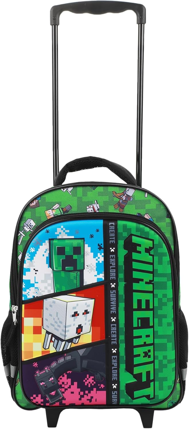 Bioworld Minecraft Rolling 16″ Backpack with Adjustable Handle