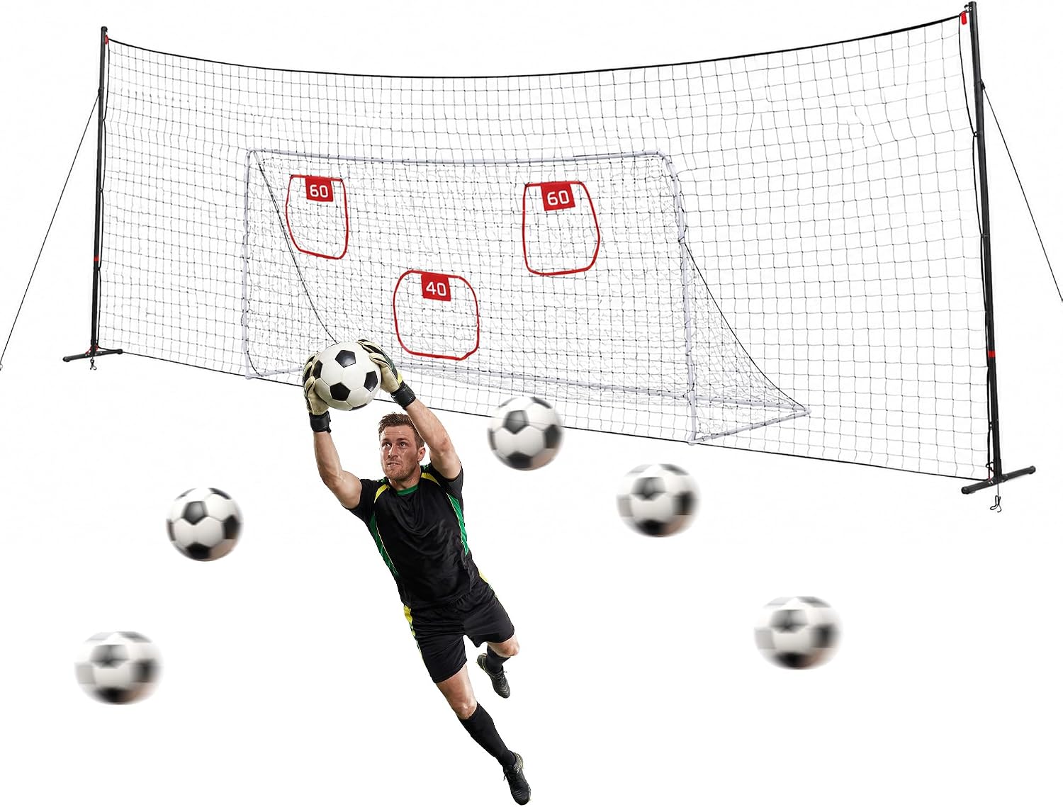 4-in-1 Soccer Training Rebounder with Goal, Backstop Net for Kids | Soccer Training Net, Backyard Soccer Goal for Volley, Shooting, Passing & Ball Control Training
