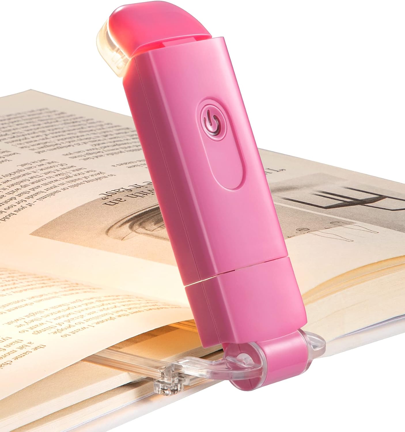 DEWENWILS USB Rechargeable Book Reading Light, LED Clip on Booklight Pink | Blue Light Blocking, 4 Brightness Adjustable, Flexible Lighting Angle, Compact & Lightweight, Ideal for Reading in Bed, Car