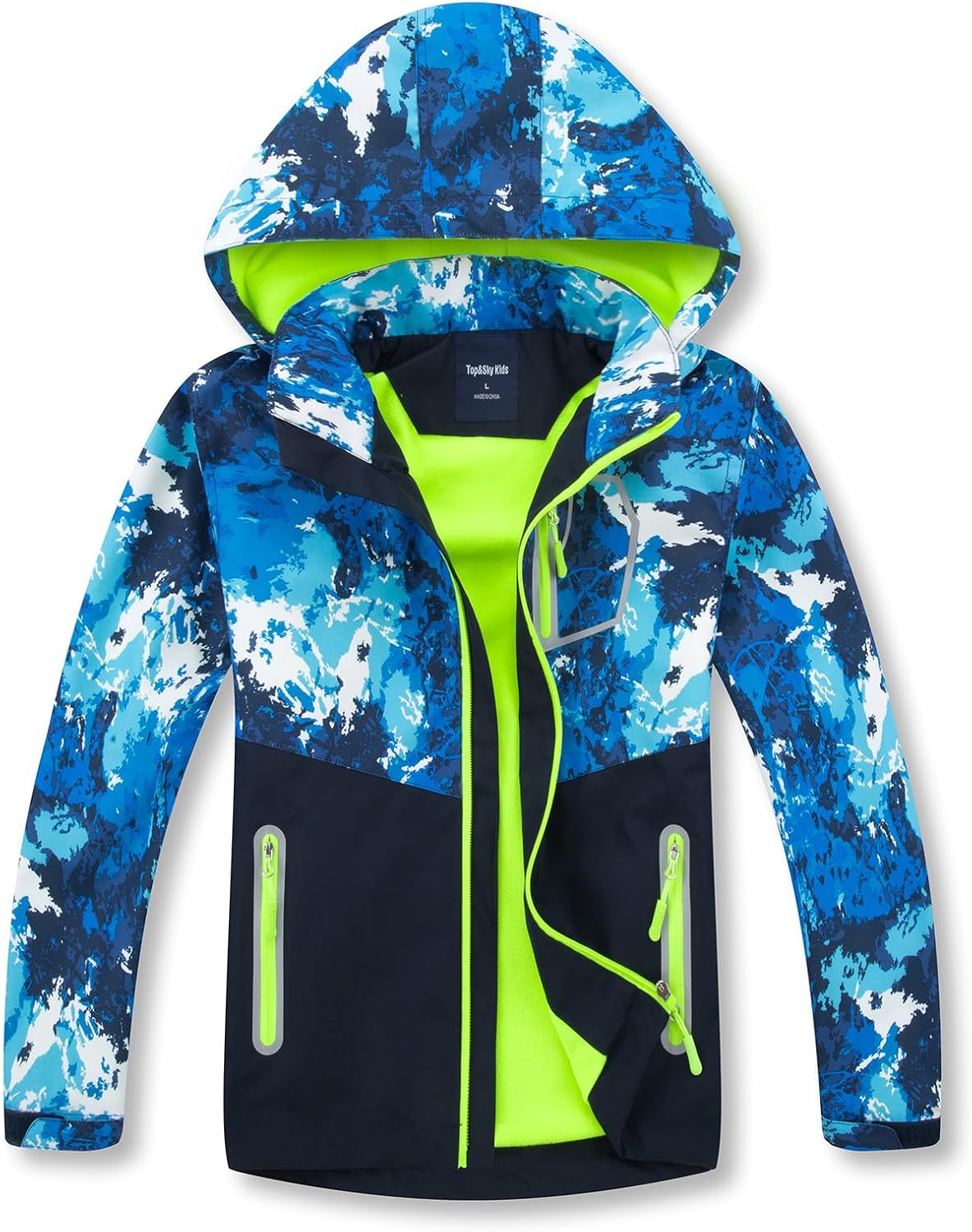 MGEOY Boys Girls Rain Jacket Lightweight Waterproof Hooded Fleece Lined Raincoat Windbreakers for Kids