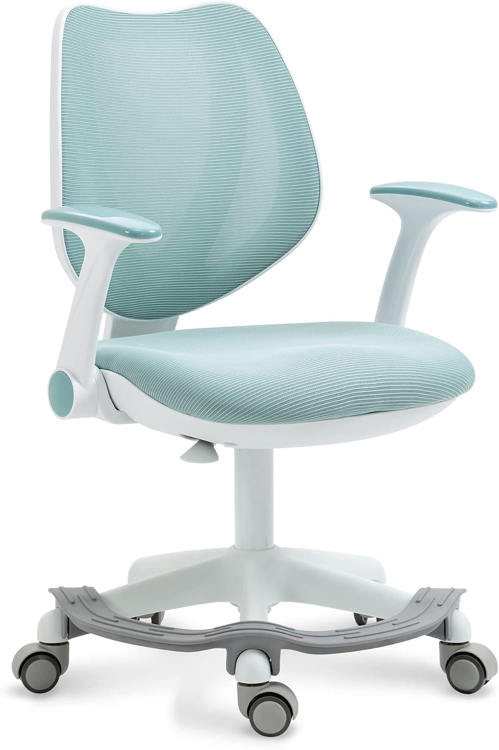 Kids Desk Chair with Armrest and Footrest | Computer Chairs for Boys Girls Cute Mesh Ergonomic with Adjustable Height Swivel Safe Sit-Locking Casters Blue