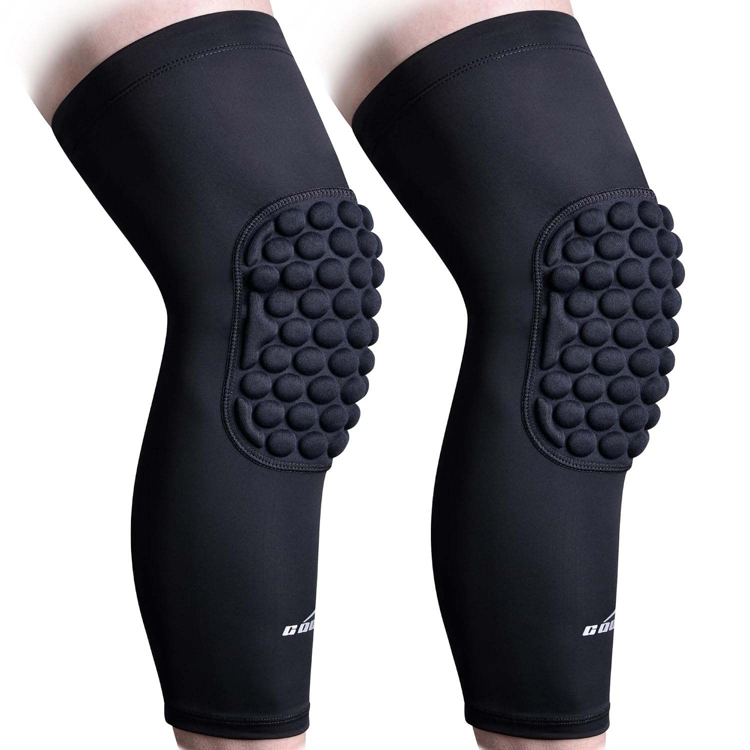 COOLOMG Basketball Knee Pads for Football Volleyball Sports Youth&Adult | Boys Girls Protective Padded Knee Compression Sleeves