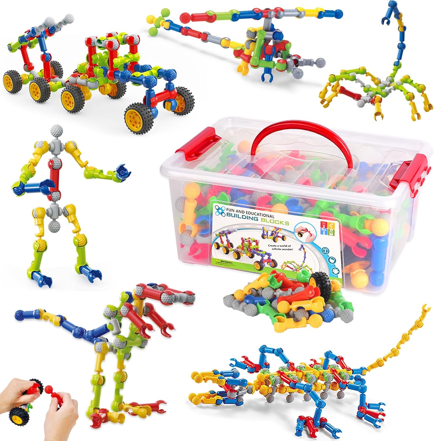 170 Pcs STEM Building Toys for Kids Ages 4-8, Building Blocks Educational Construction Engineering Building Kit for Ages 3 4 5 6 7 8 9 Year Old Creative Kids Games, Christmas Birthday Gifts Boys Girls | Interactive engineering kit for hands-on learning. Gift for boys girls 3-9. Great for Christmas, Birthday & Creative Play