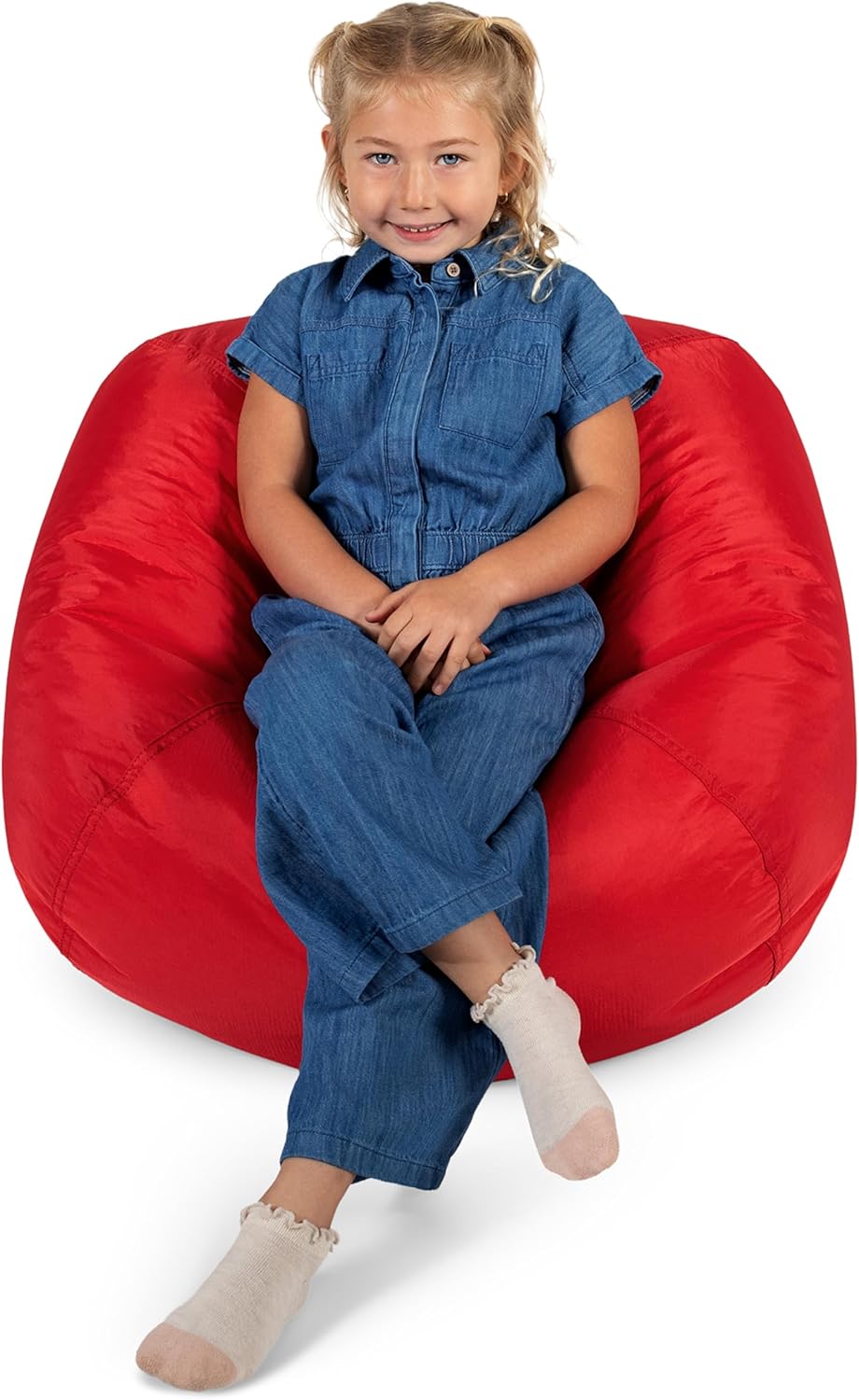 Big Joe Classic Bean Bag Chair for Kids Bedroom and Reading Nook, Easy-Clean Red, Durable Nylon Polyester Blend, 2 feet Refillable | 2 feet, Smartmax Fabric, Polystyrene Bean Filled, Refillable, Nylon Polyester, Safe for Kids Ages 3+, Supports Up to 250 lbs