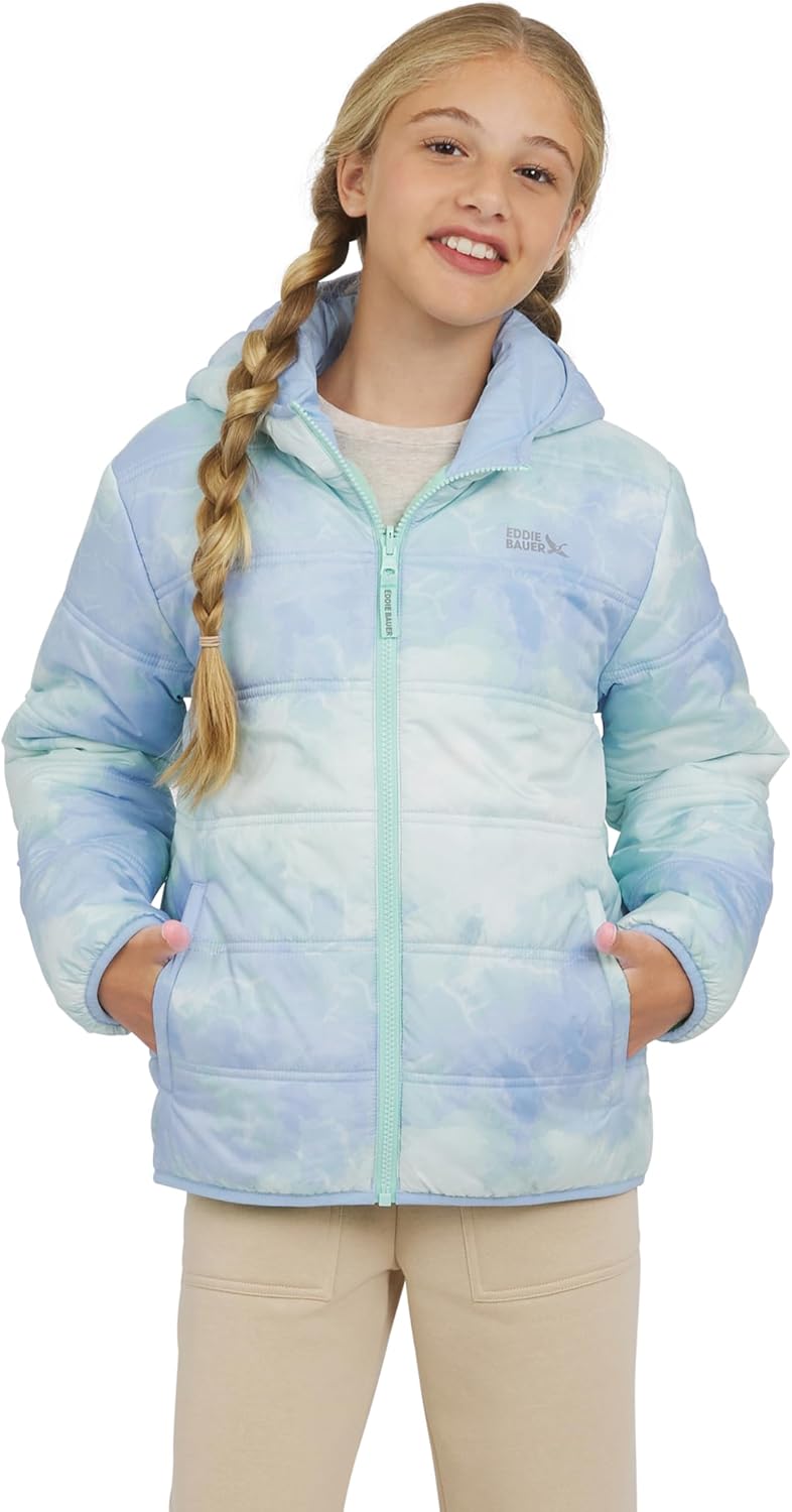 Eddie Bauer Girls’ Deer Harbor Reversible Faux Fur Lined Insulated Puffer Jacket