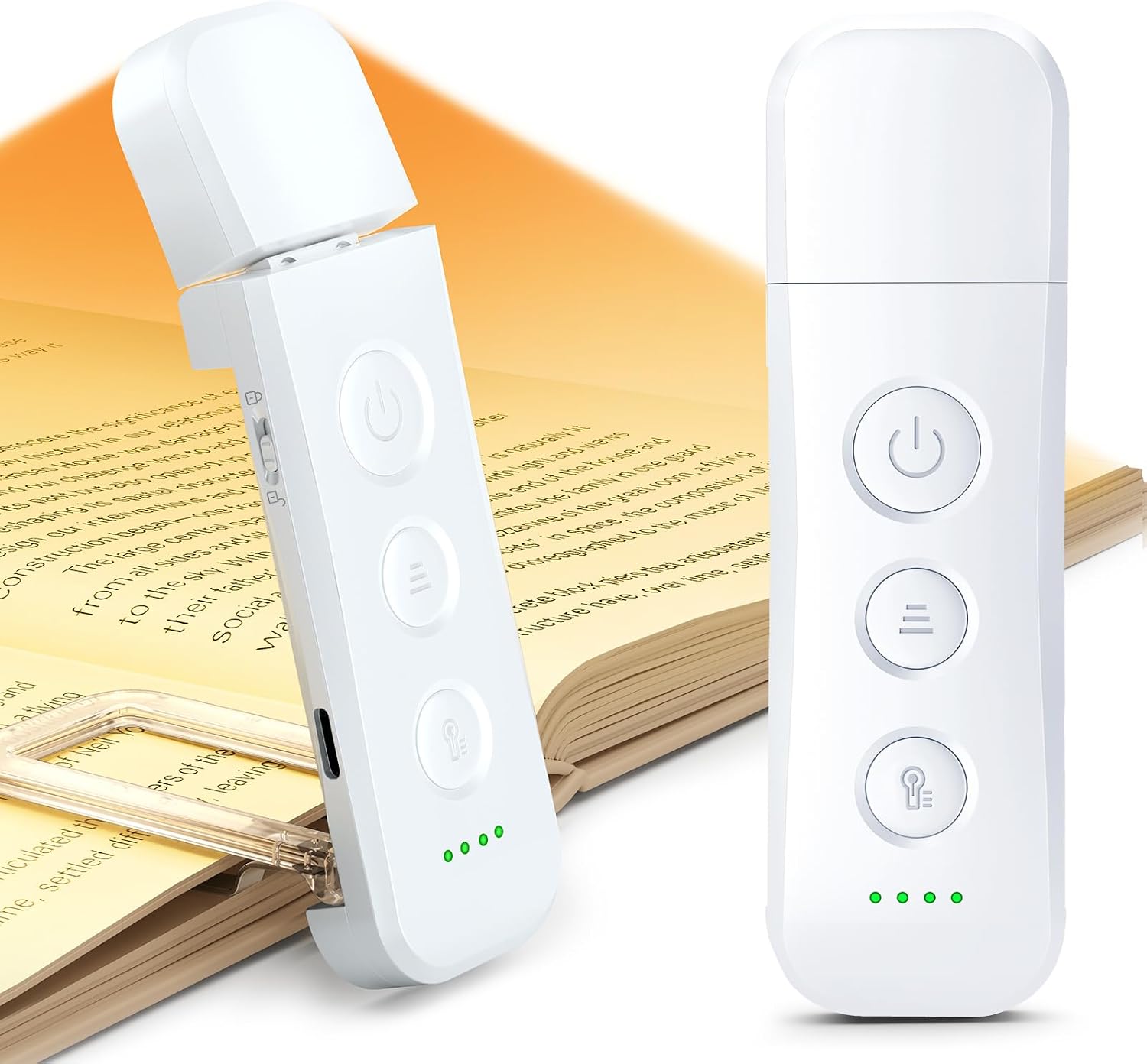Glocusent 12 LED Book Light,Portable USB-C Book Lights for Reading at Night | 5 Colors & 5 Brightness,White Clip on Reading Light, Rechargeable for 200H with Travel Lock, Gifts for Book Lovers