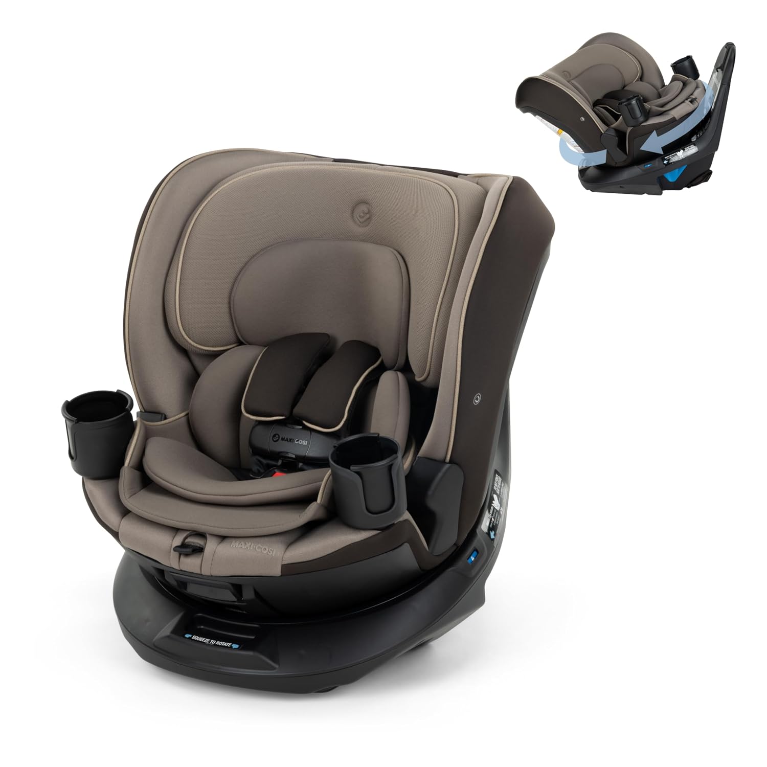 Maxi-Cosi Andi 360 Rotating All-in-One Baby Convertible Car Seat, Rear-Facing, Forward Facing Car Seat, Infant Toddler Booster, Easy Rotation, Tension System, Harness Adjust, Truffle