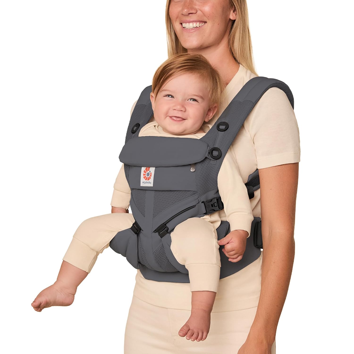 Ergobaby Omni Classic Baby Carrier for Newborn to Toddlers 0-48 Months | 4-Position Breathable Mesh Baby Carrier with Ergonomic Support, Fits 7-45 lbs, Charcoal Grey