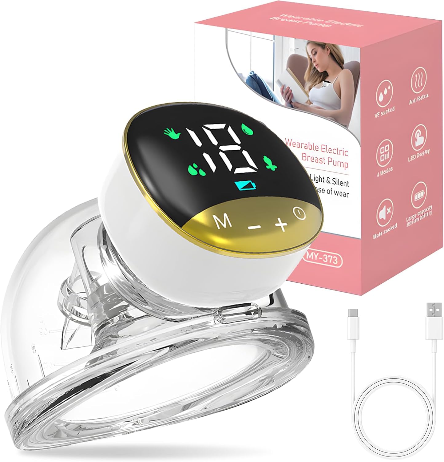 Electric Breast Pump, Portable Hands Free Breast Pump with 4 Modes & 12 Levels of Suction