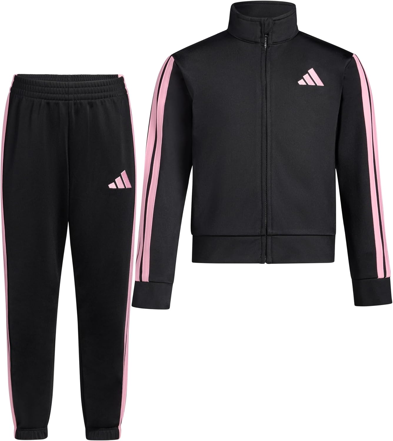 adidas Little Girl’s Zip Front Classic Tricot Jacket and Joggers Set