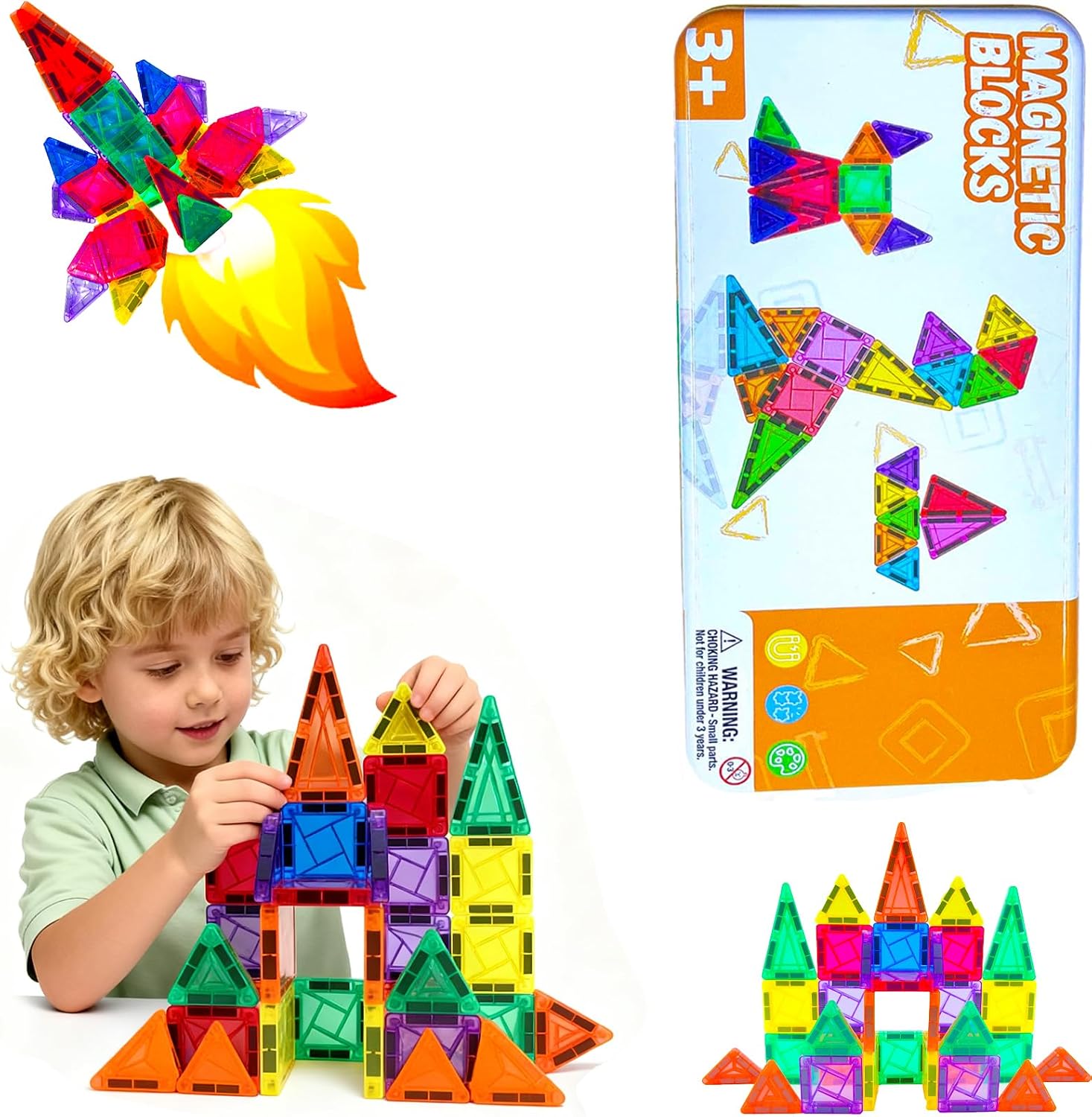 26-Piece Valentines Day Gifts for Kids Strong Magnetic Tiles Building Set – Durable,Vibrant Colors, STEM Toys for Kids 3+, Creative Learning, Compatible with All Major Magnetic Blocks