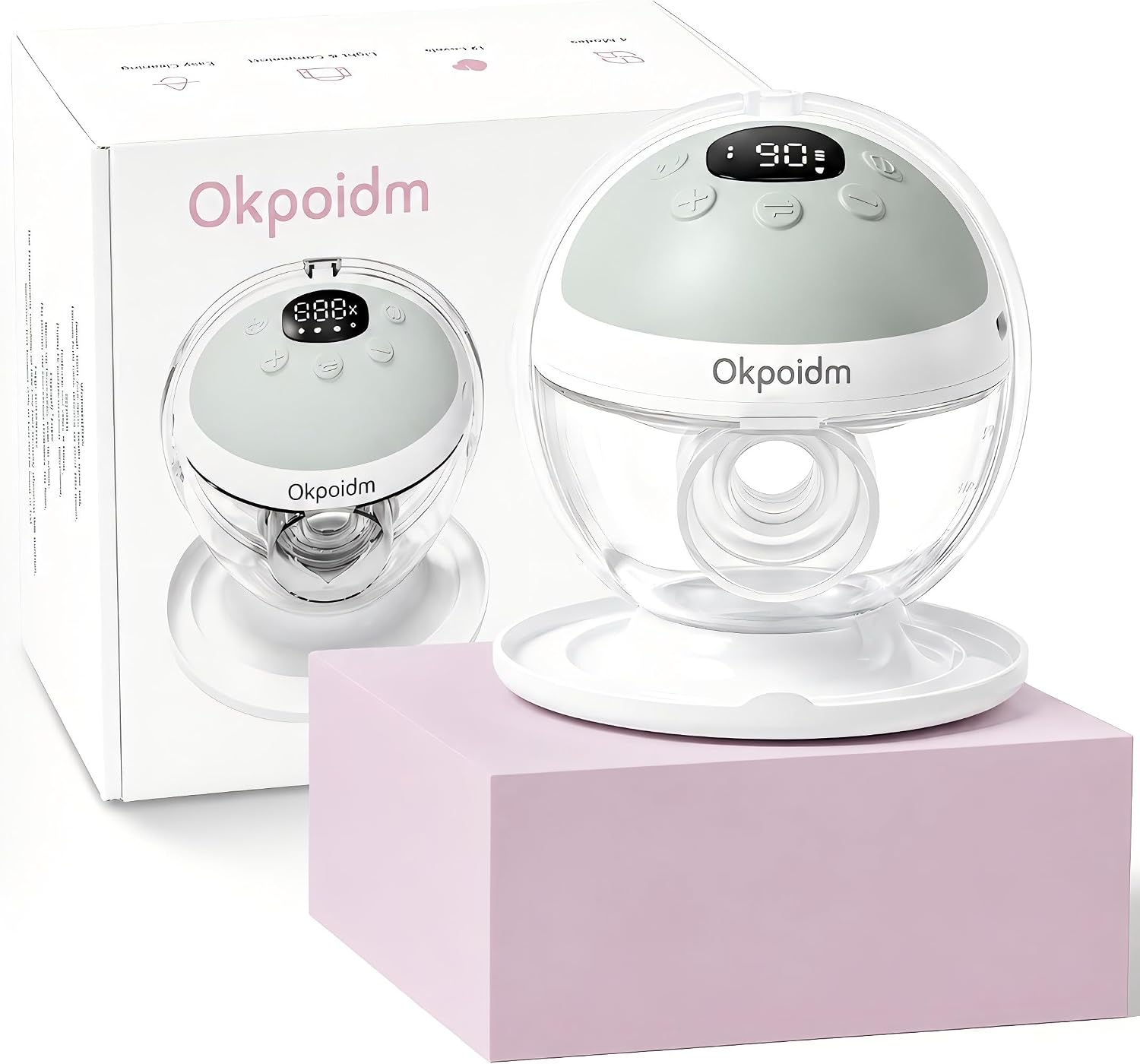 Wearable Breast Pump, OKPOIDM Hands-Free Electric, Portable, 1 Pack | 310mmHg Suction, 4 Modes 12 Levels, Bionic Rhythm, 5 Flange Sizes, 40dB Quiet, BPA-Free, Leakproof, Anti-Backflow, USB-C