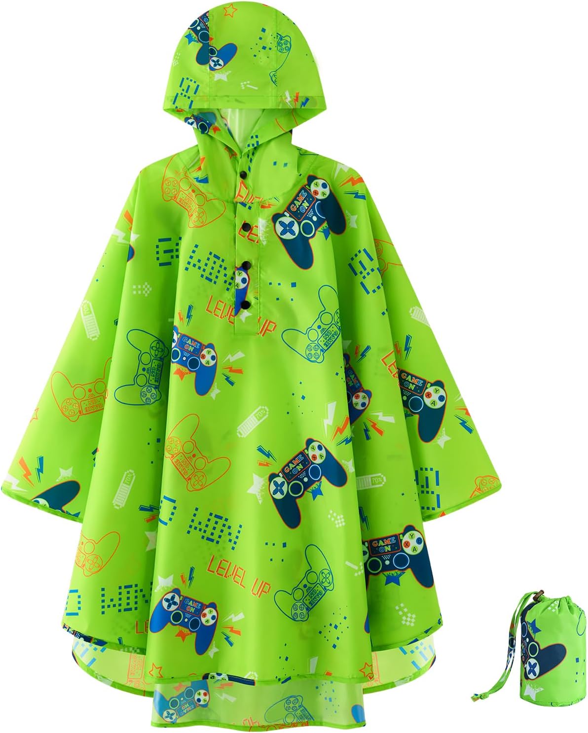 WAWSAM Lightweight Rain Poncho Kids, Ponchos for Kids Waterproof Reusable Hooded, Kids Poncho Rain Jacket for Boys and Girls